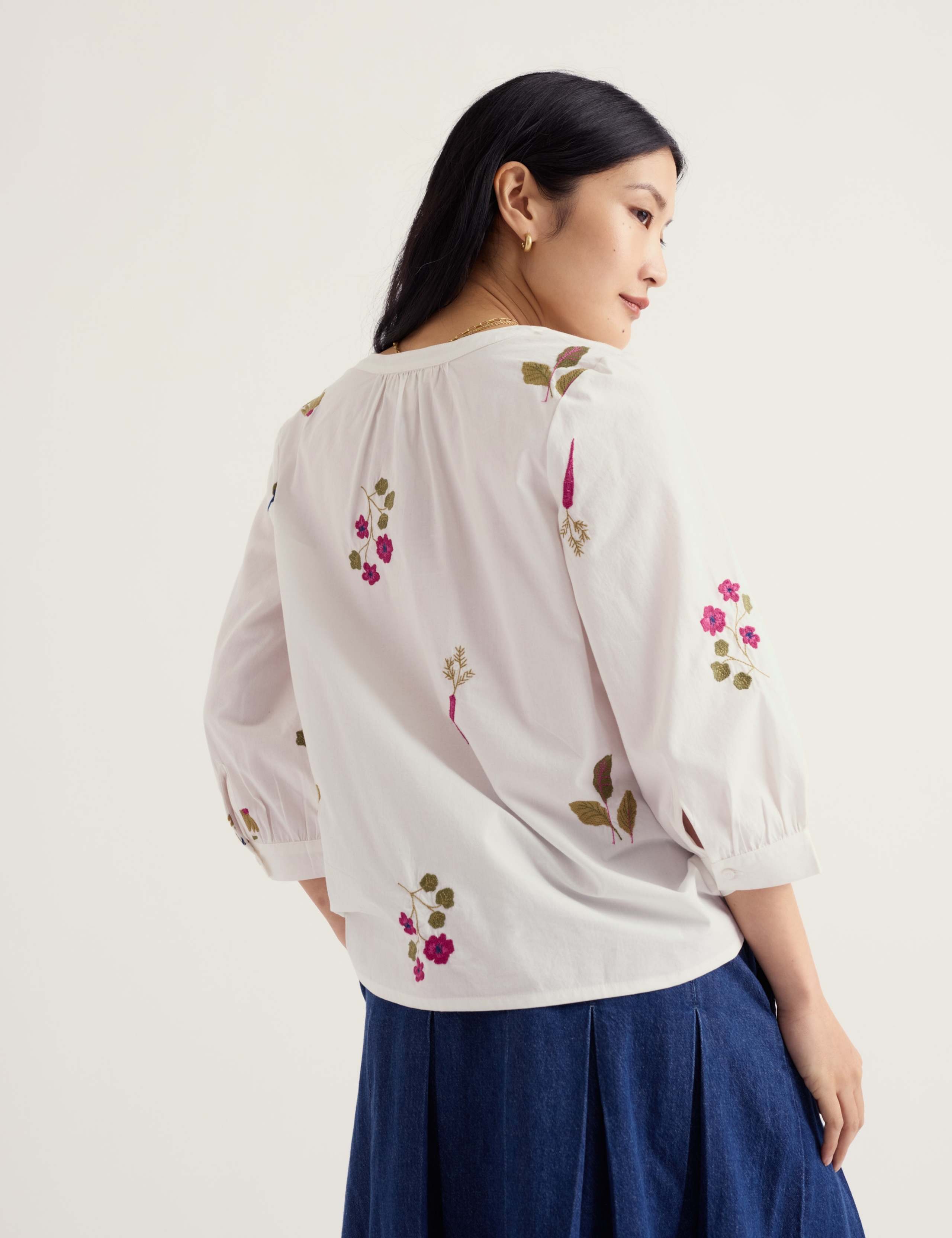 Pure Cotton Embroidered Floral Top 4 of 6