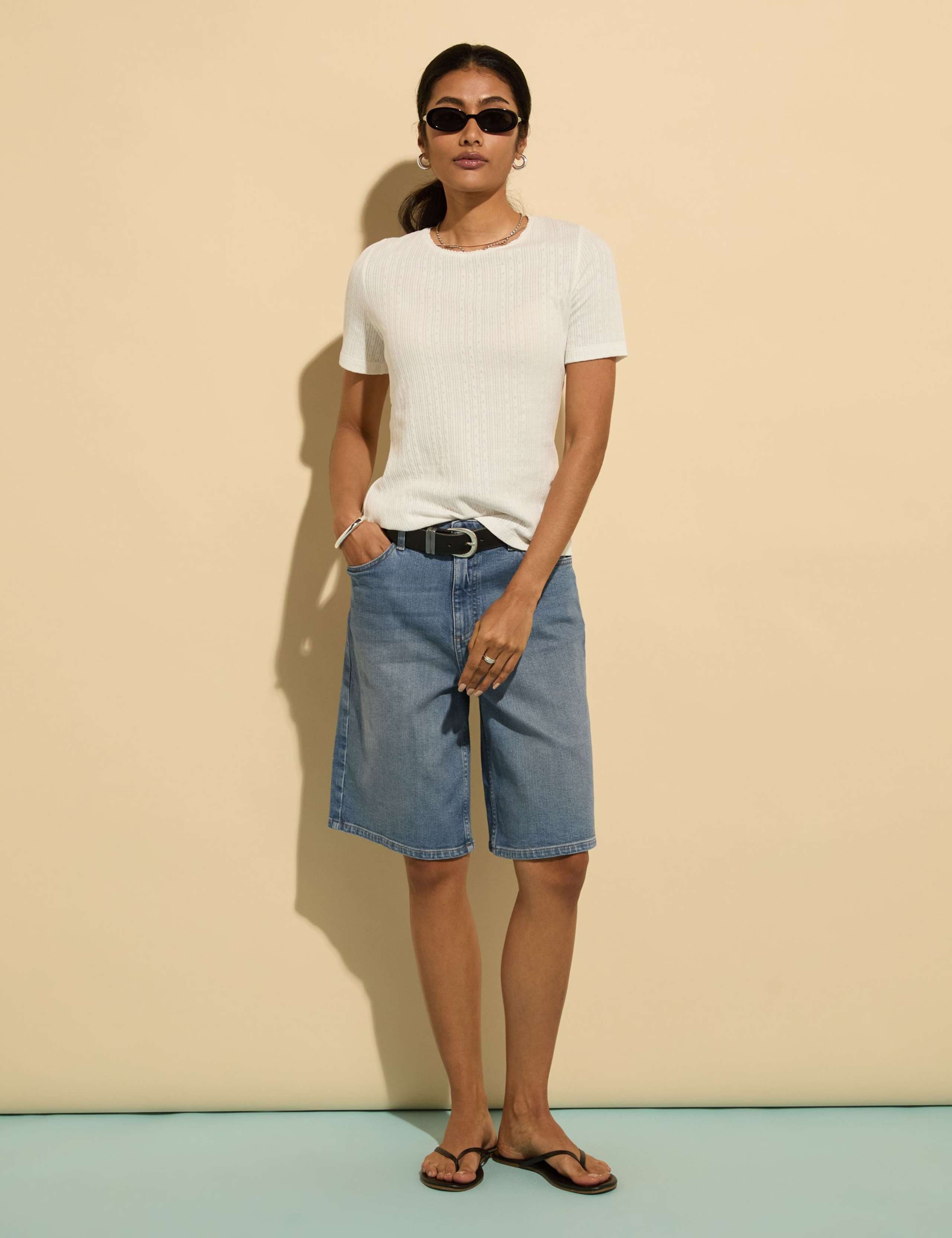 Cotton Rich Denim High Waisted Shorts 3 of 5