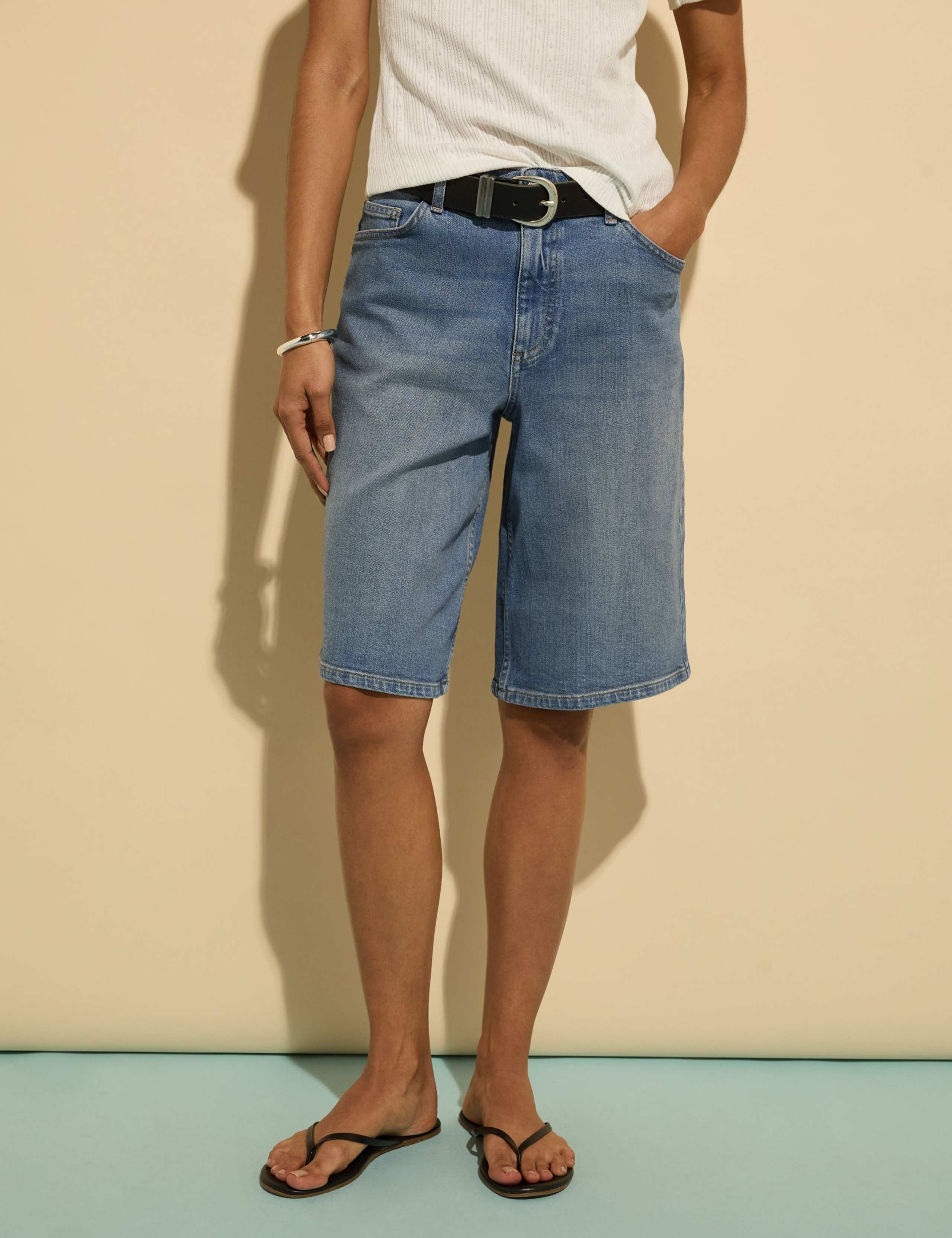 Cotton Rich Denim High Waisted Shorts 4 of 5