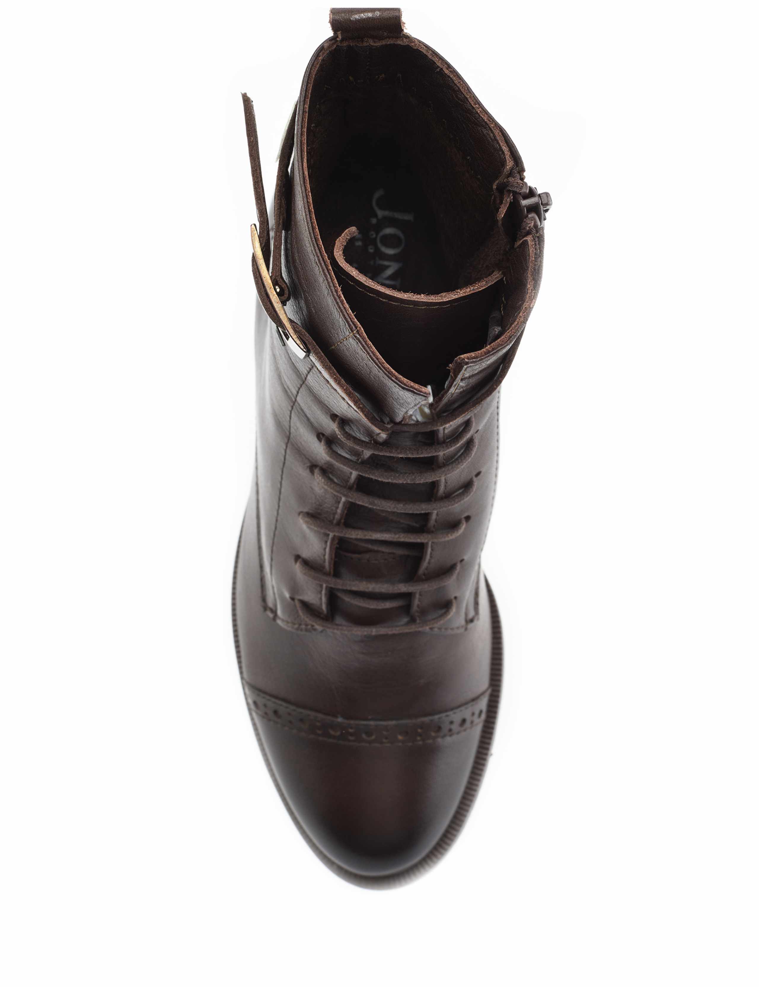 Leather Lace Up Block Heel Ankle Boots 4 of 6
