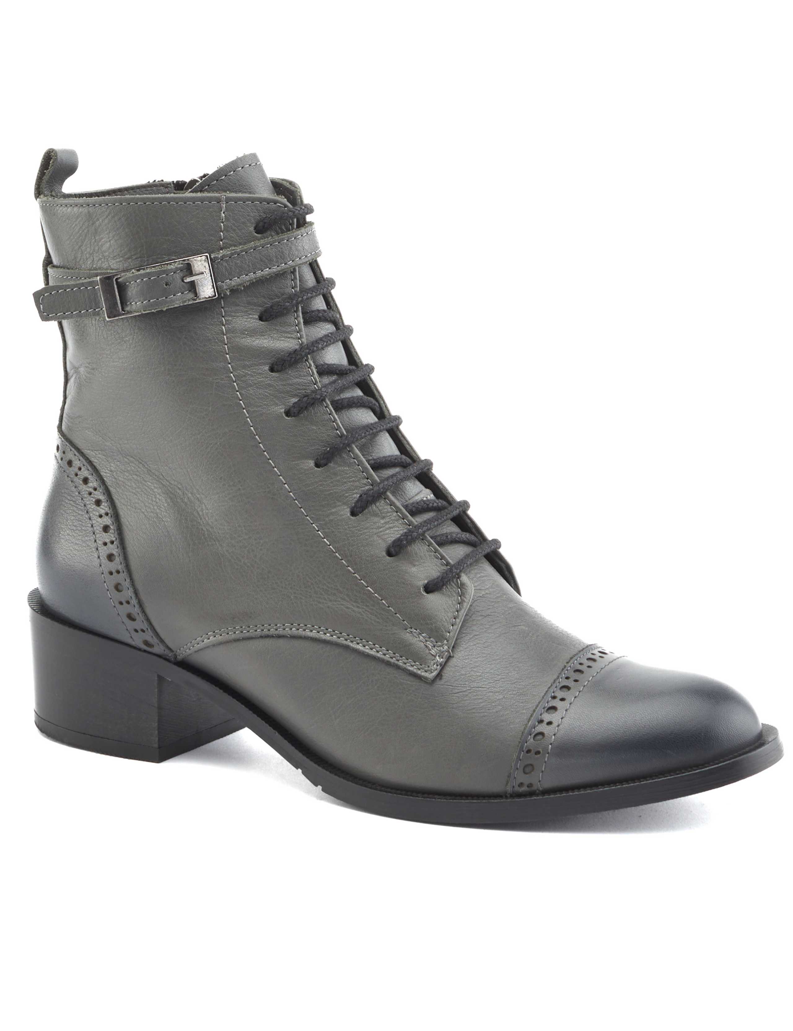 Leather Lace Up Block Heel Ankle Boots 5 of 7