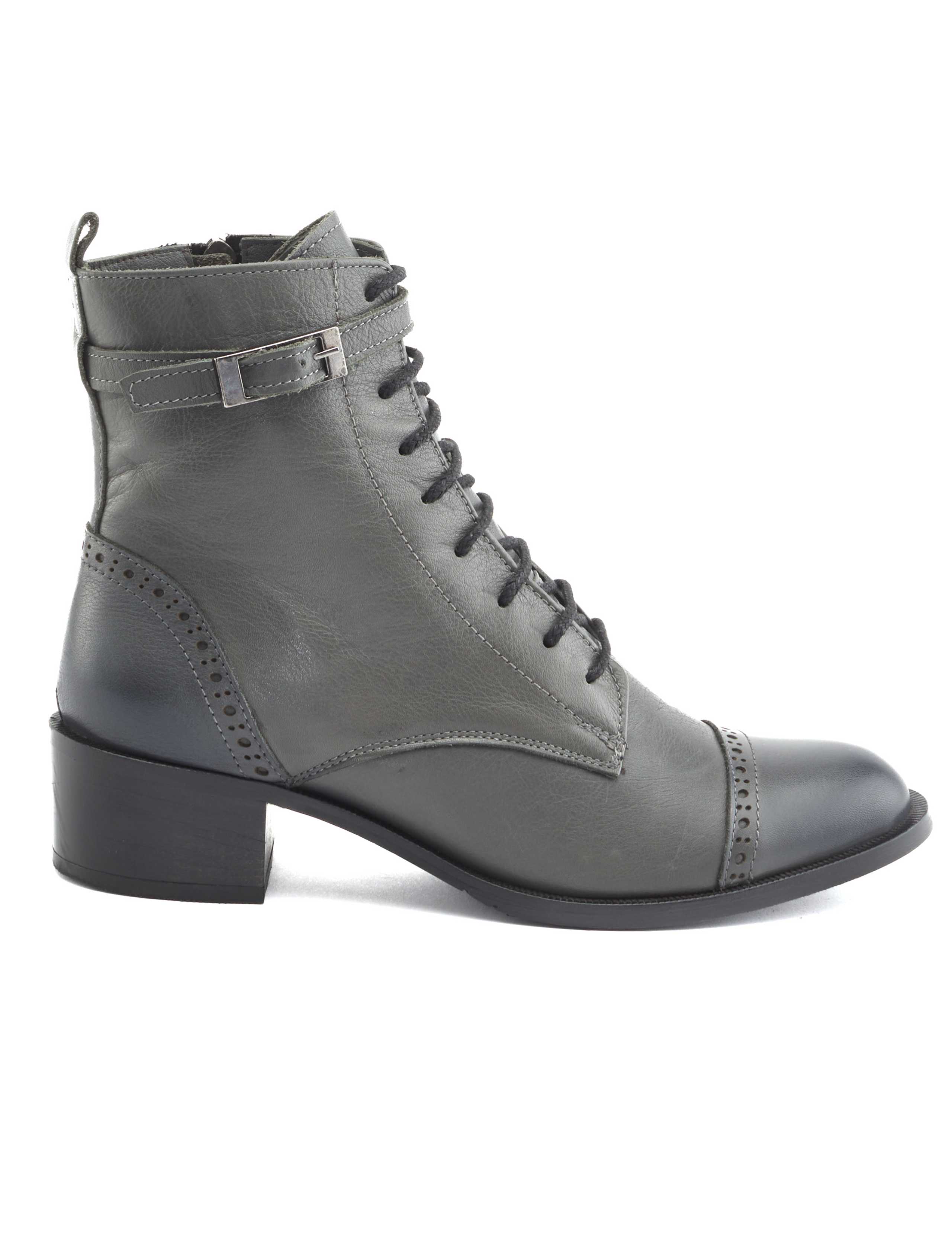 Leather Lace Up Block Heel Ankle Boots 2 of 7