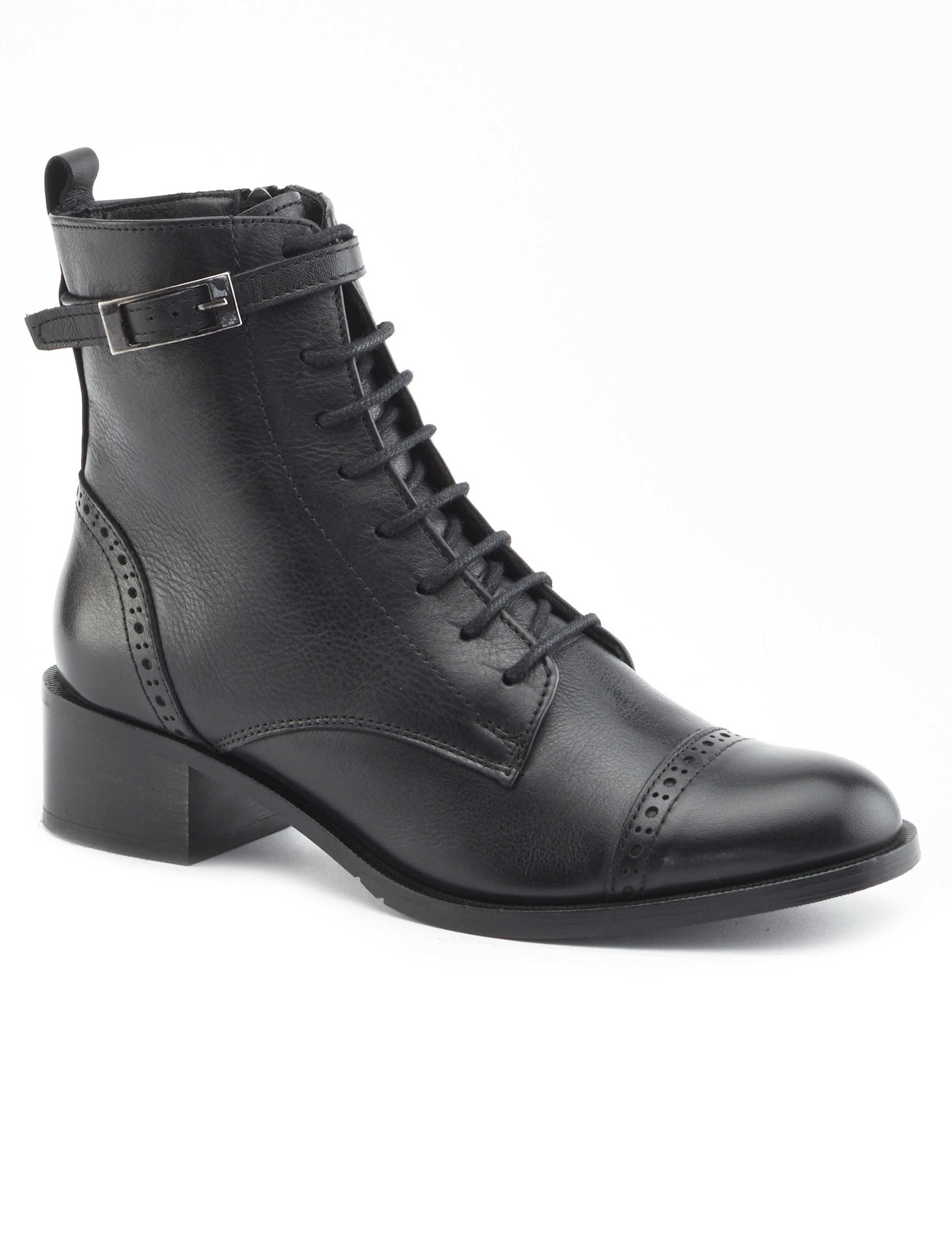 Leather Lace Up Block Heel Ankle Boots 5 of 7