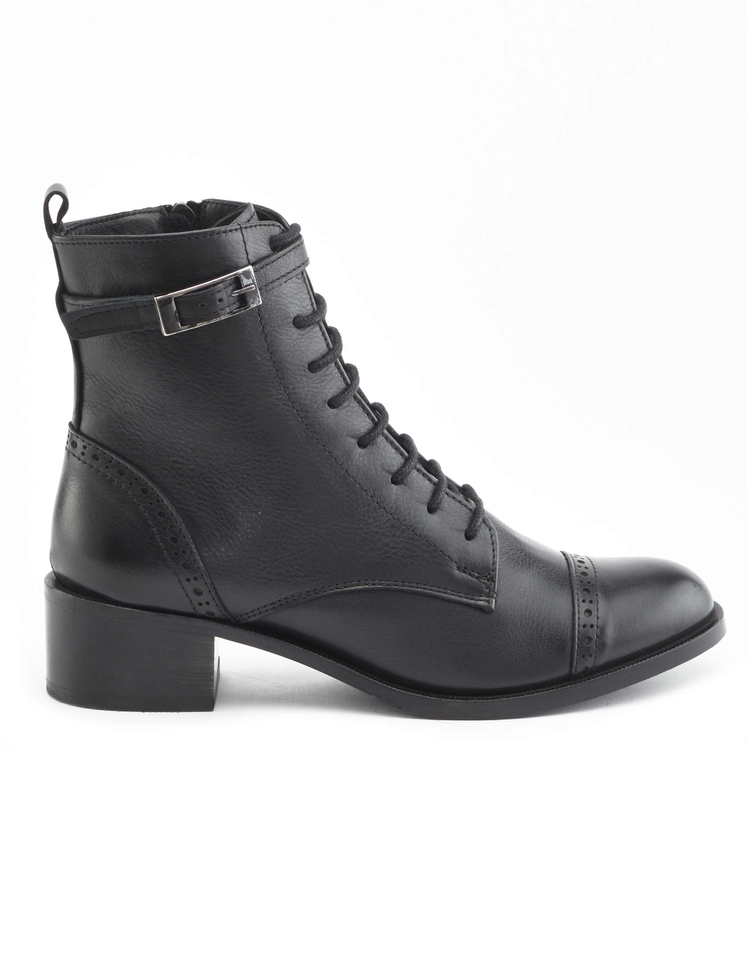 Leather Lace Up Block Heel Ankle Boots 2 of 7