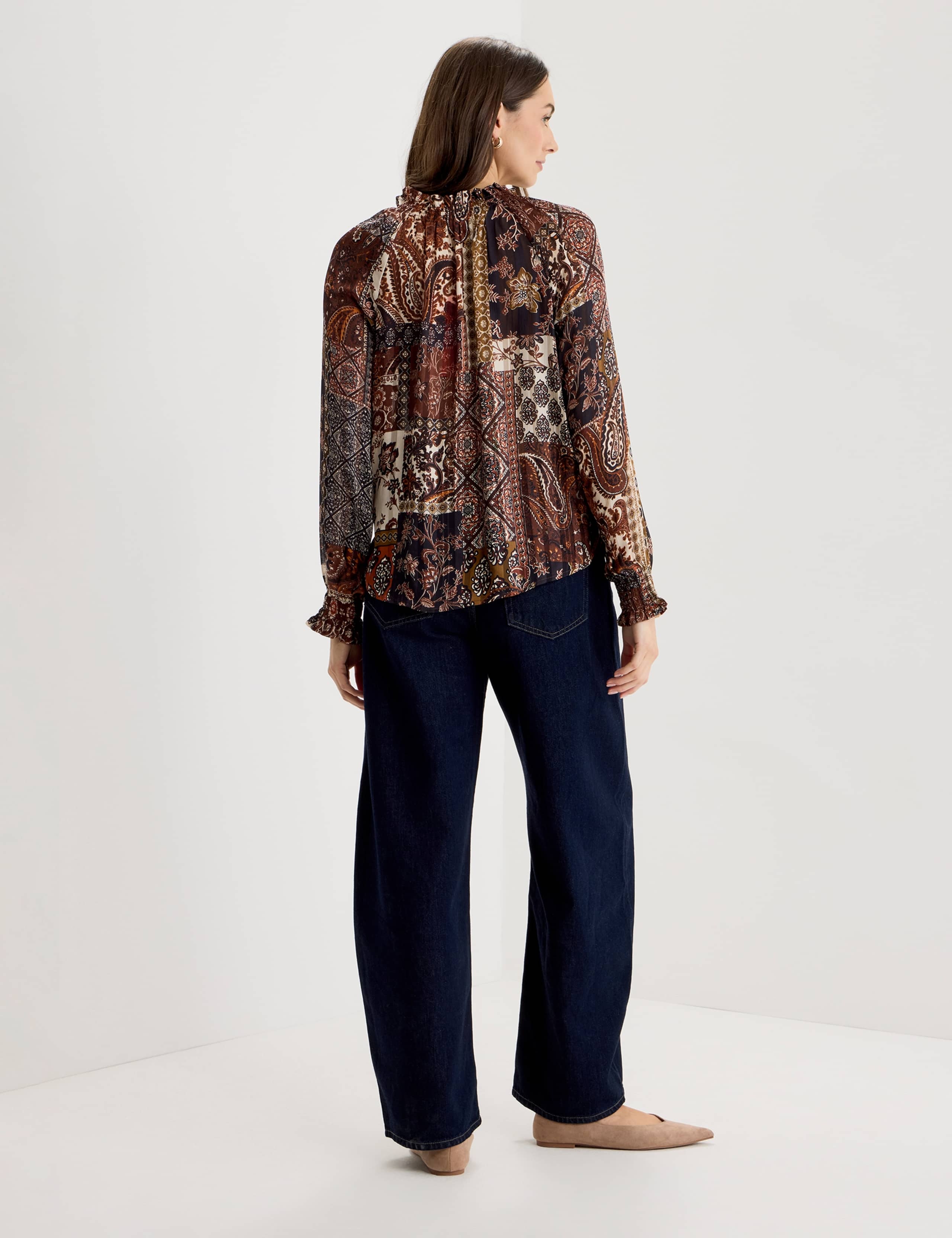 Satin Striped Chiffon Tie Neck Blouse 2 of 6
