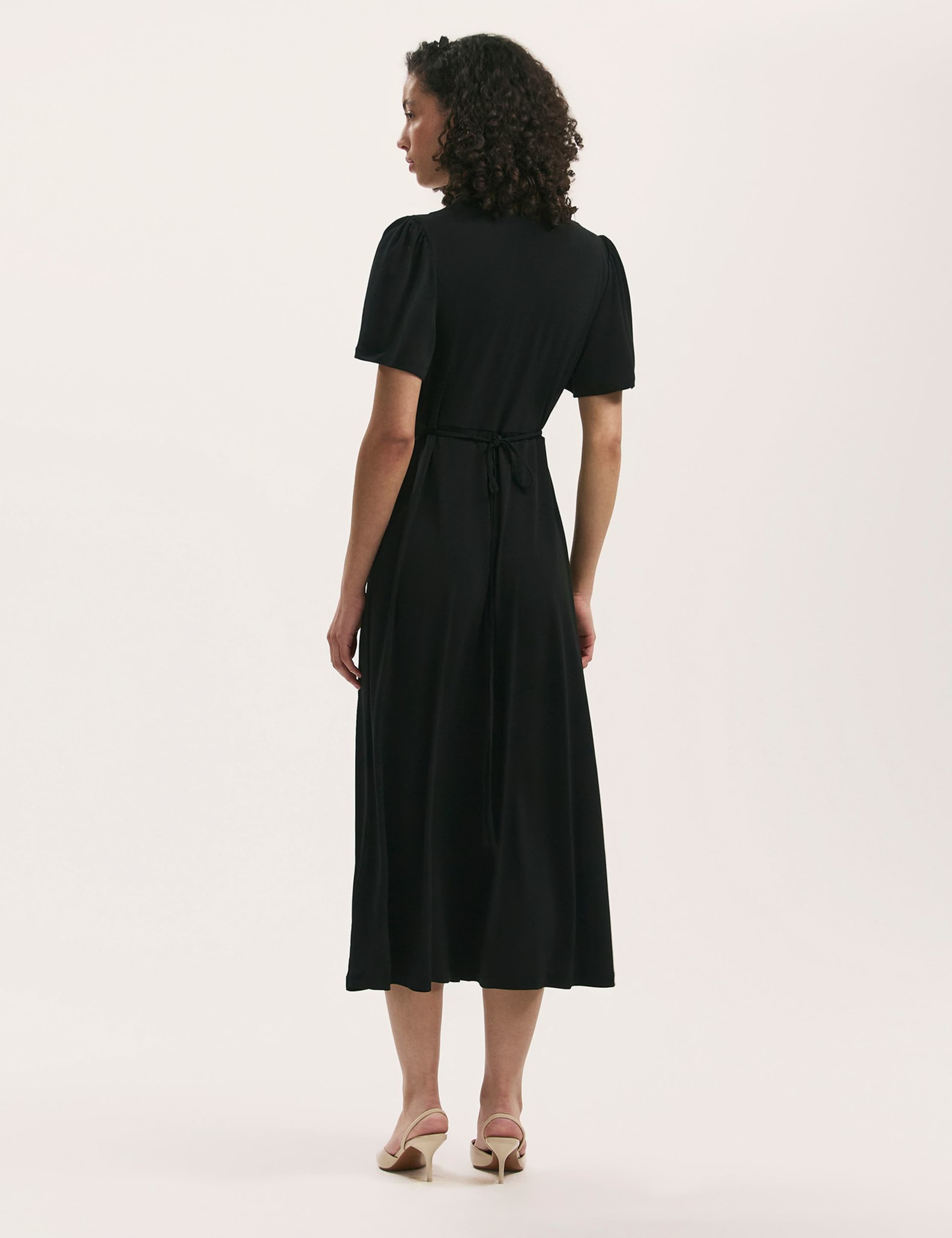 Jersey V-Neck Angel Sleeve Midi Tea Dress 2 of 4