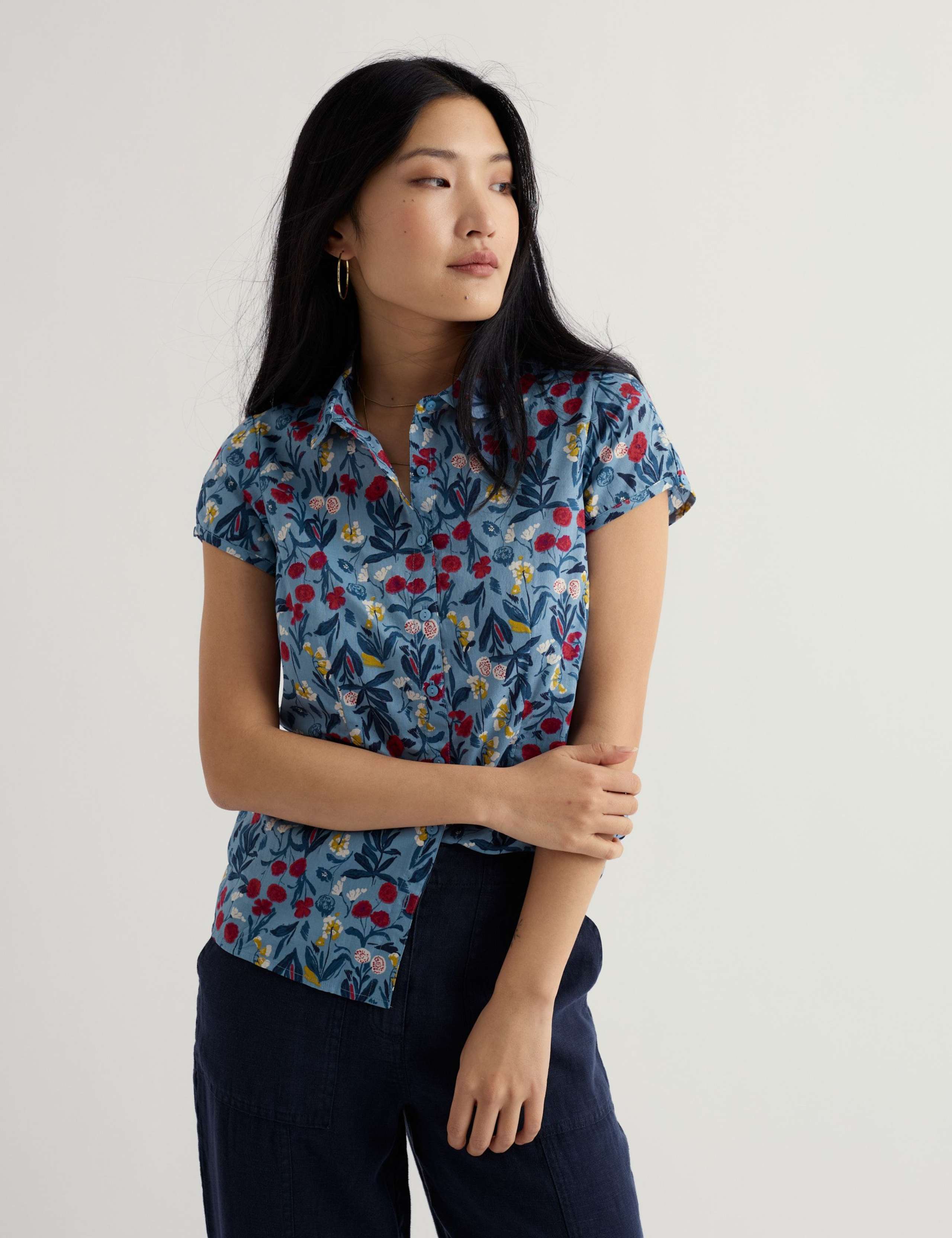Pure Cotton Floral Collared Shirt 3 of 5