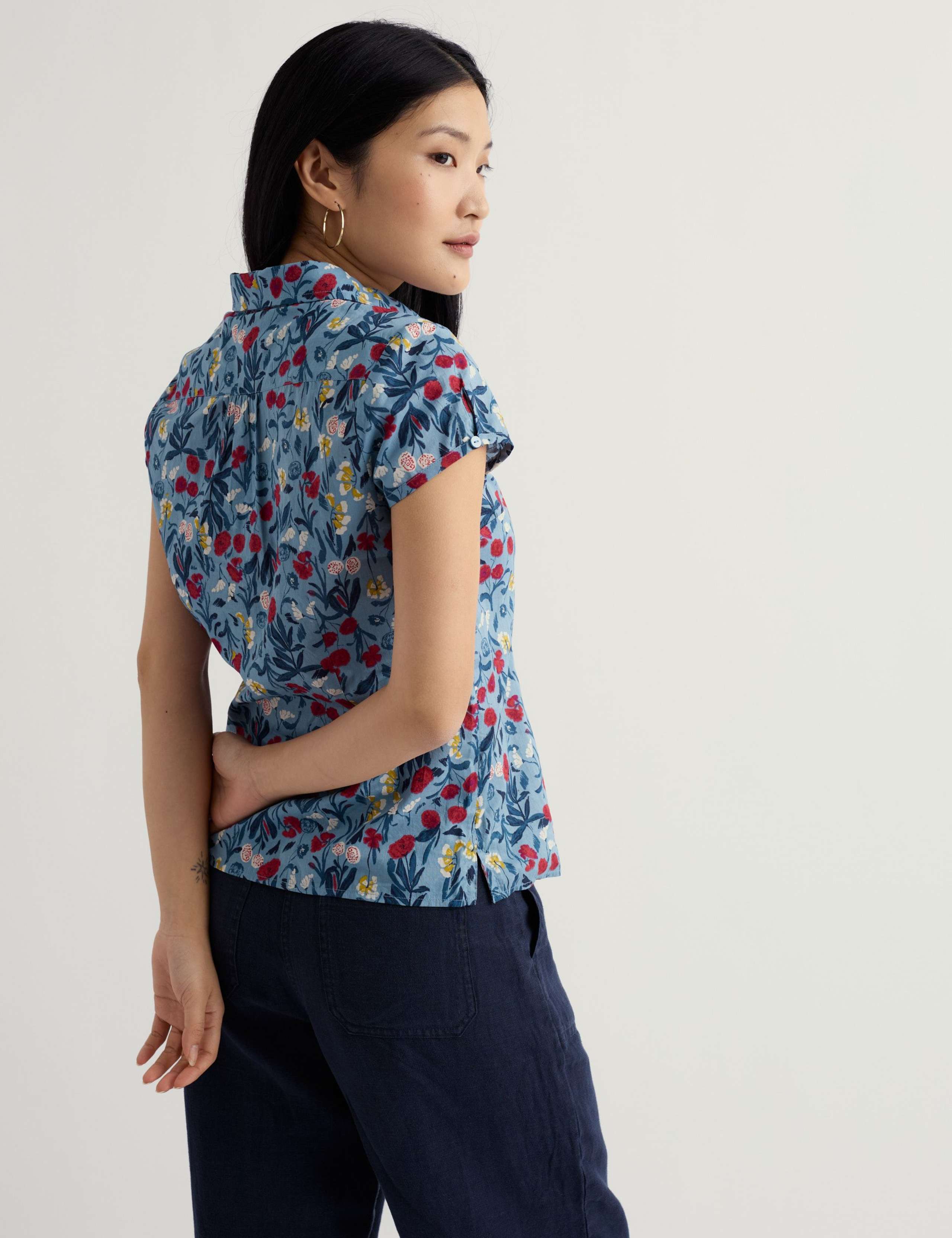 Pure Cotton Floral Collared Shirt 4 of 5
