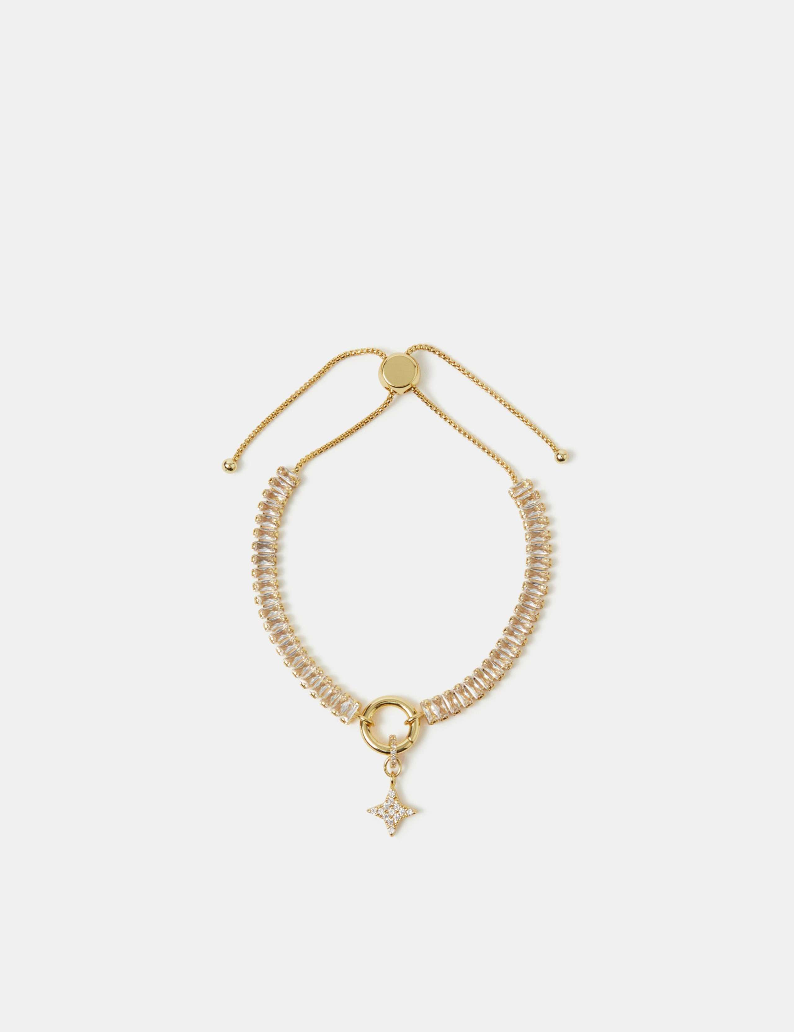 14ct Gold Plated Baguette Charm Bracelet 1 of 5