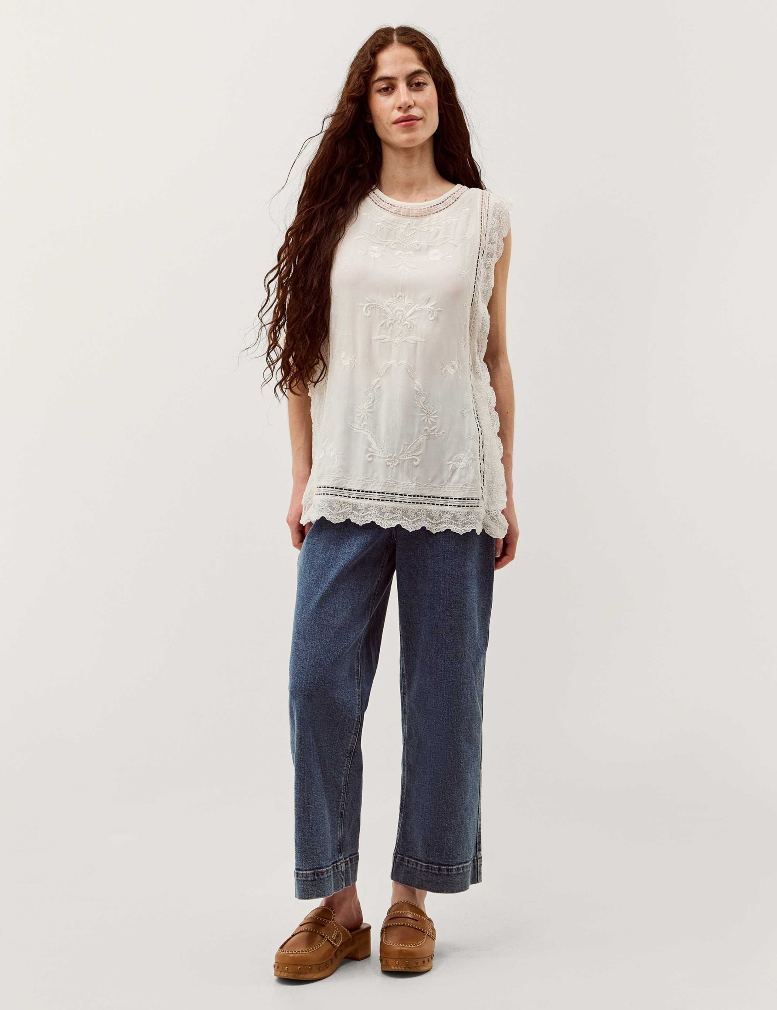 Embroidered Lace Round Neck Blouse 4 of 5