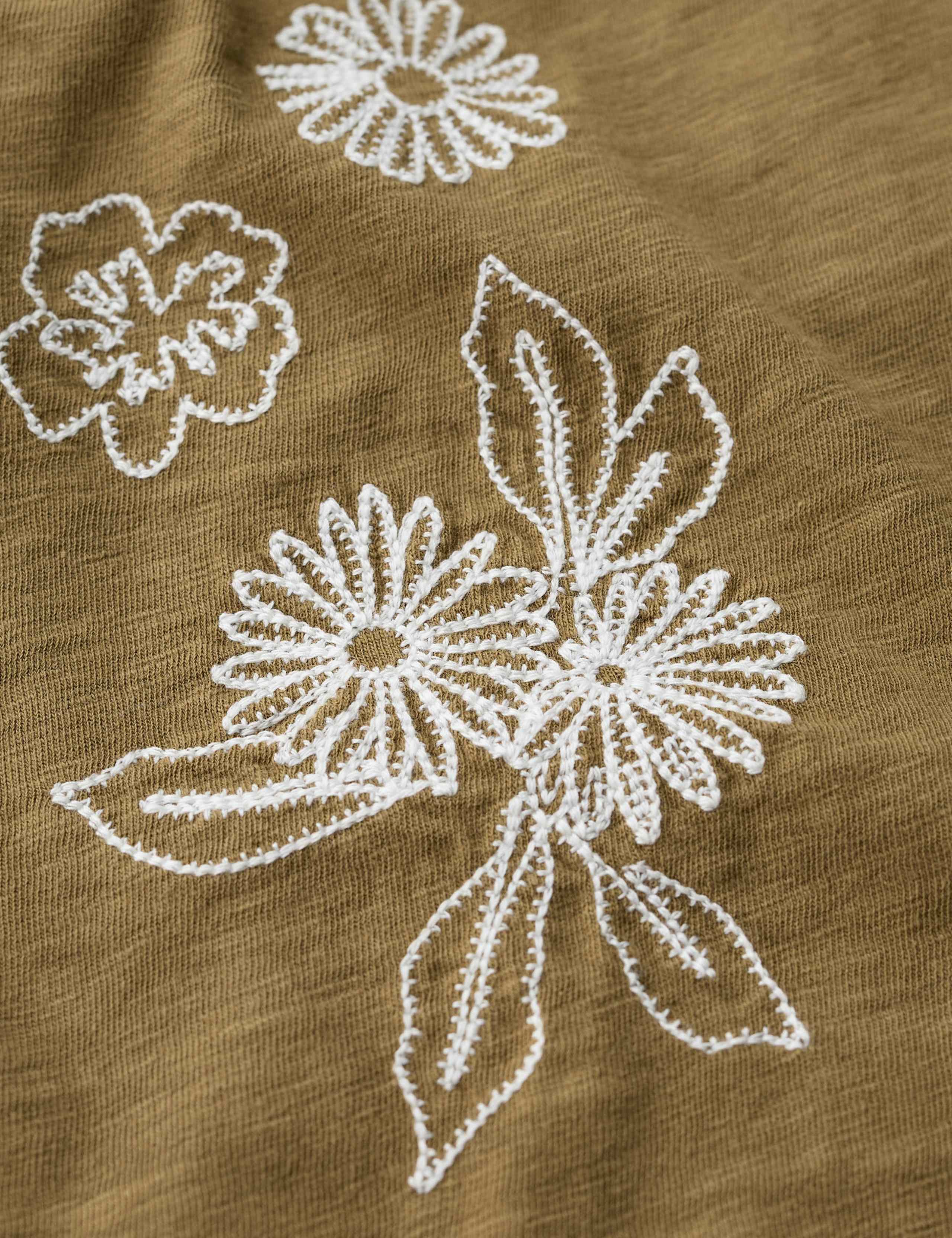 Pure Cotton Floral Embroidery Relaxed Top 3 of 5