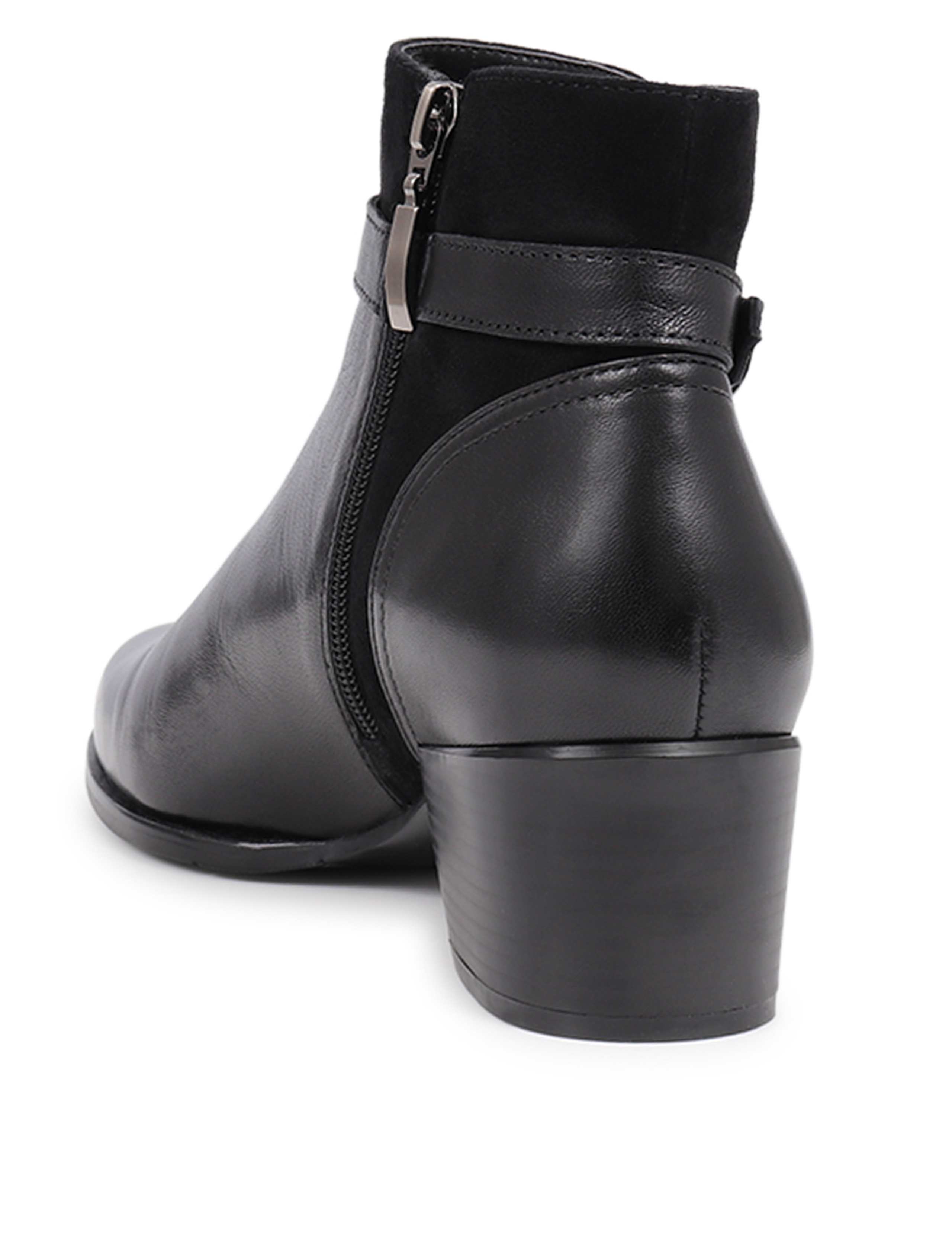 Leather Buckle Block Heel Ankle Boots 6 of 7