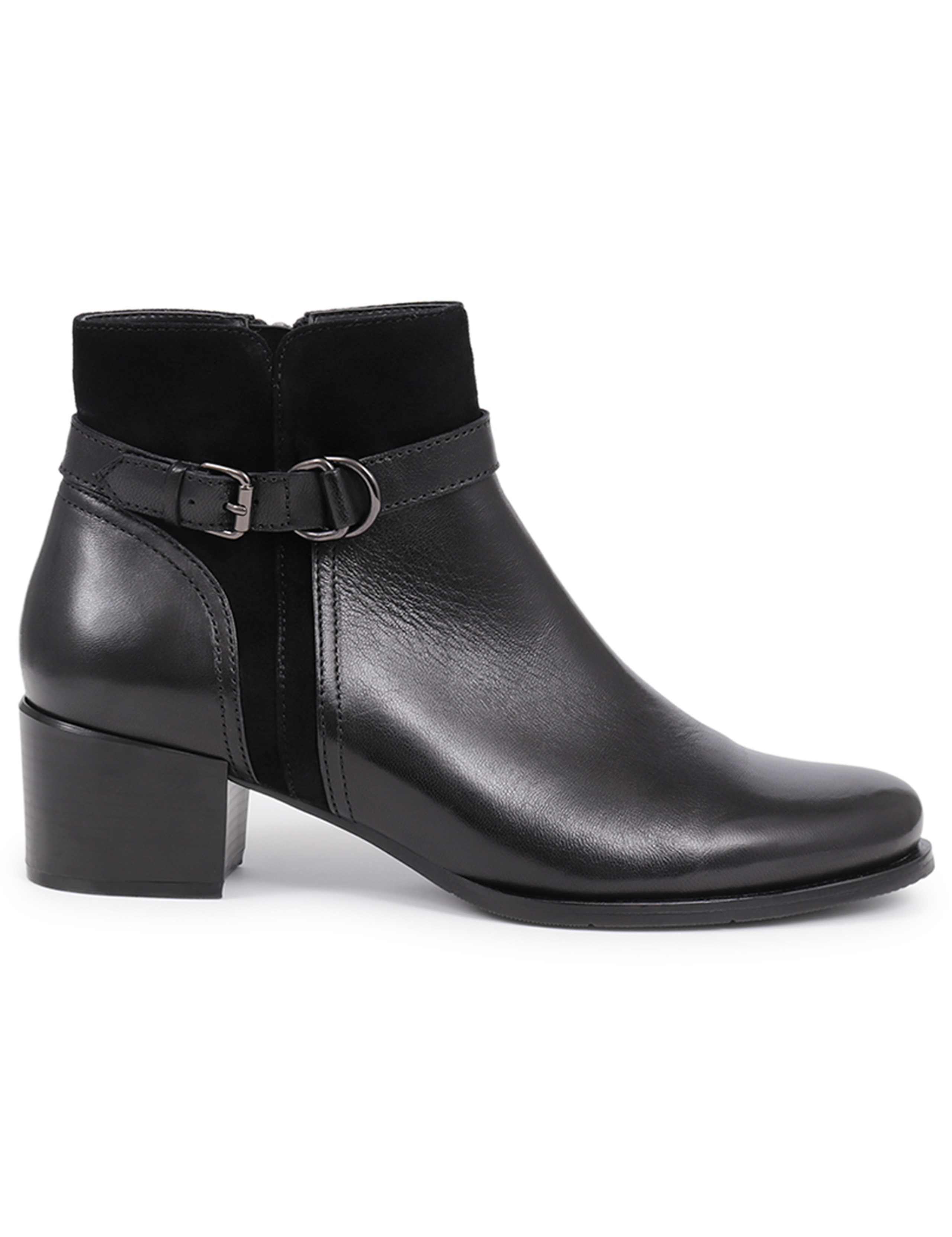 Leather Buckle Block Heel Ankle Boots 2 of 7