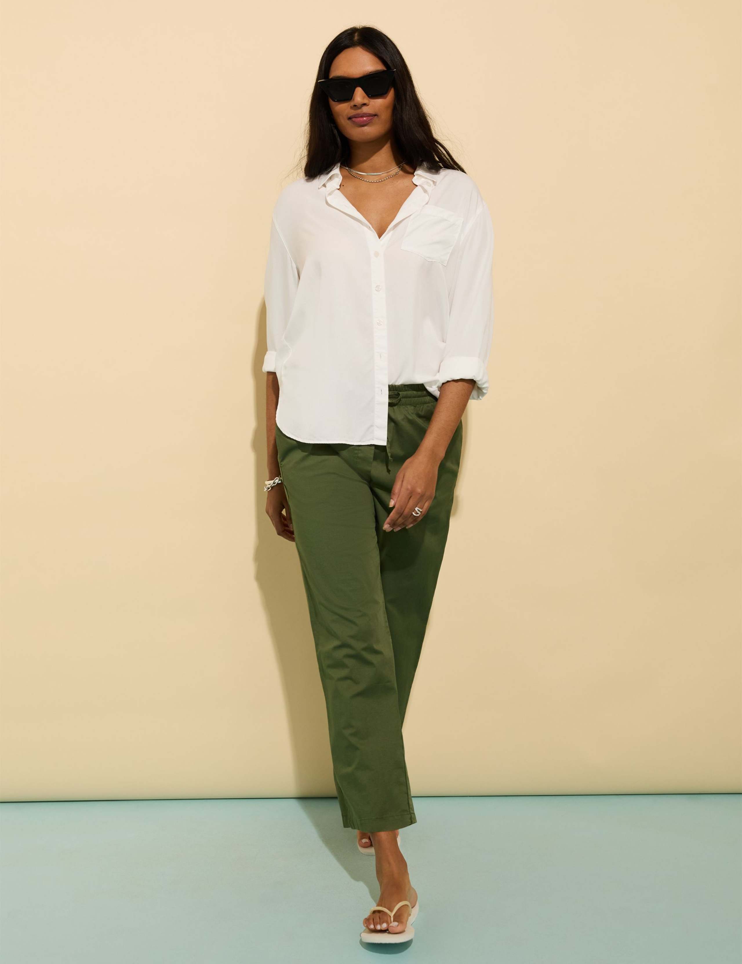 Cotton Rich Straight Leg Cropped Trousers 3 of 5