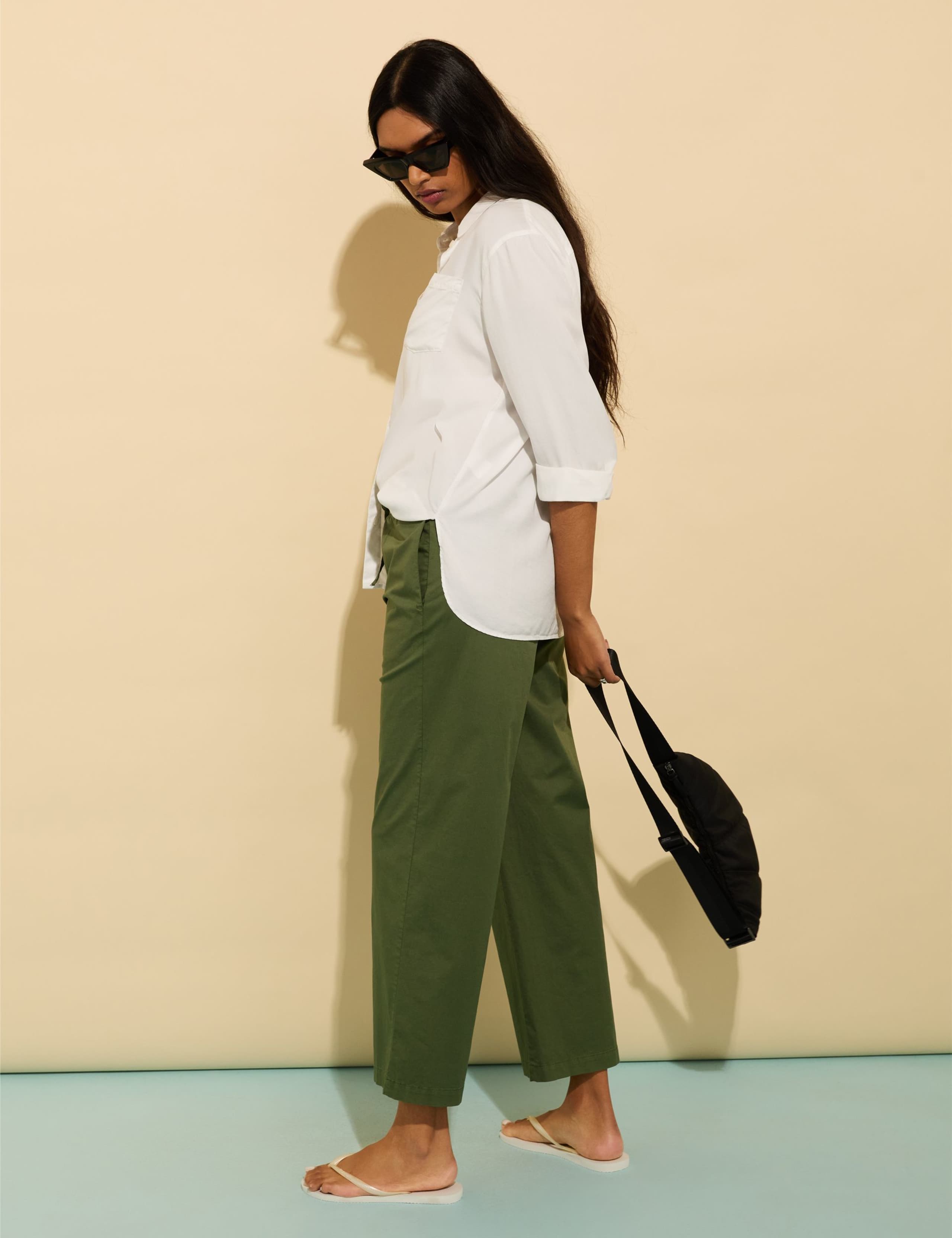 Cotton Rich Straight Leg Cropped Trousers 4 of 5