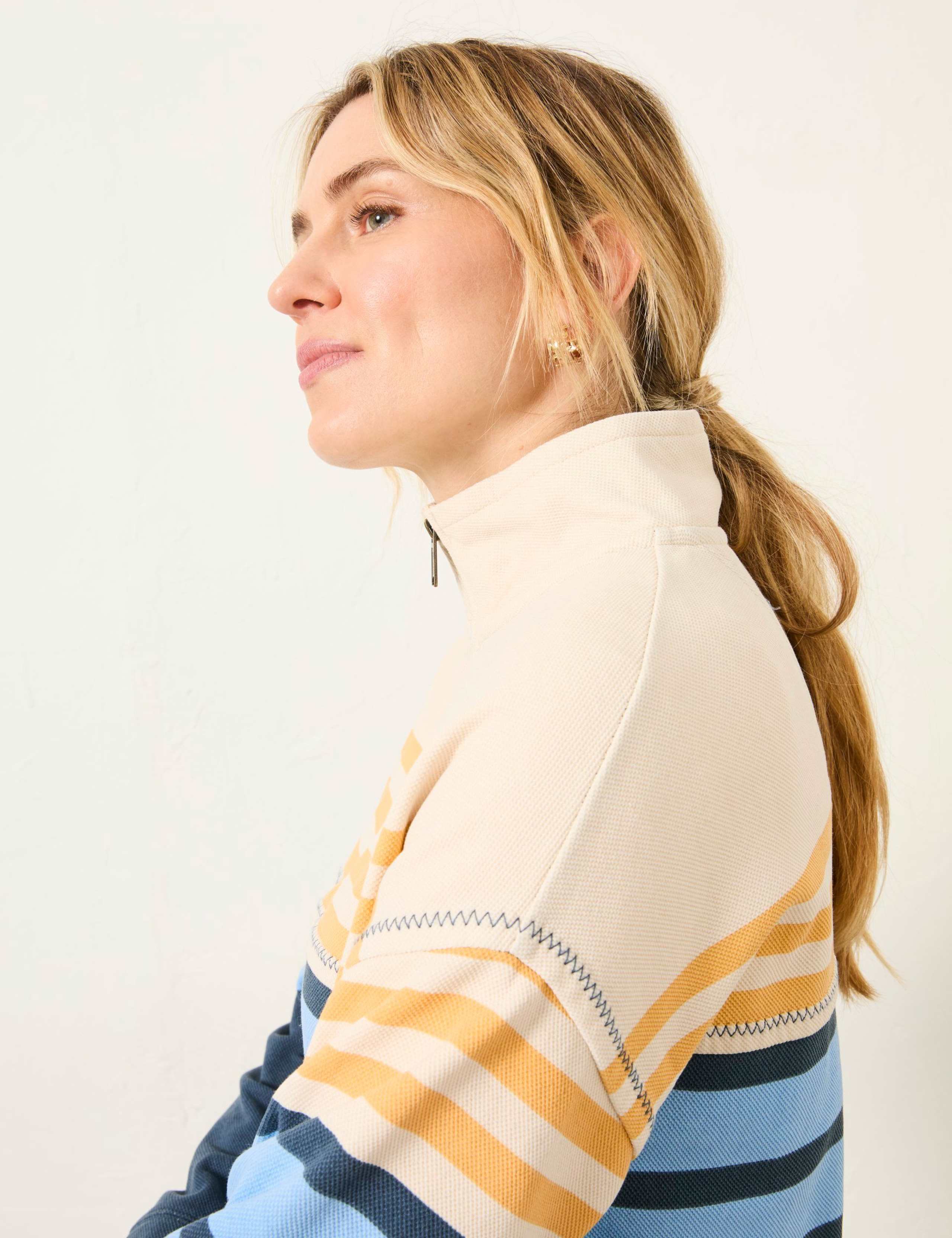 Pure Cotton Striped Funnel Neck Sweatshirt 4 of 6