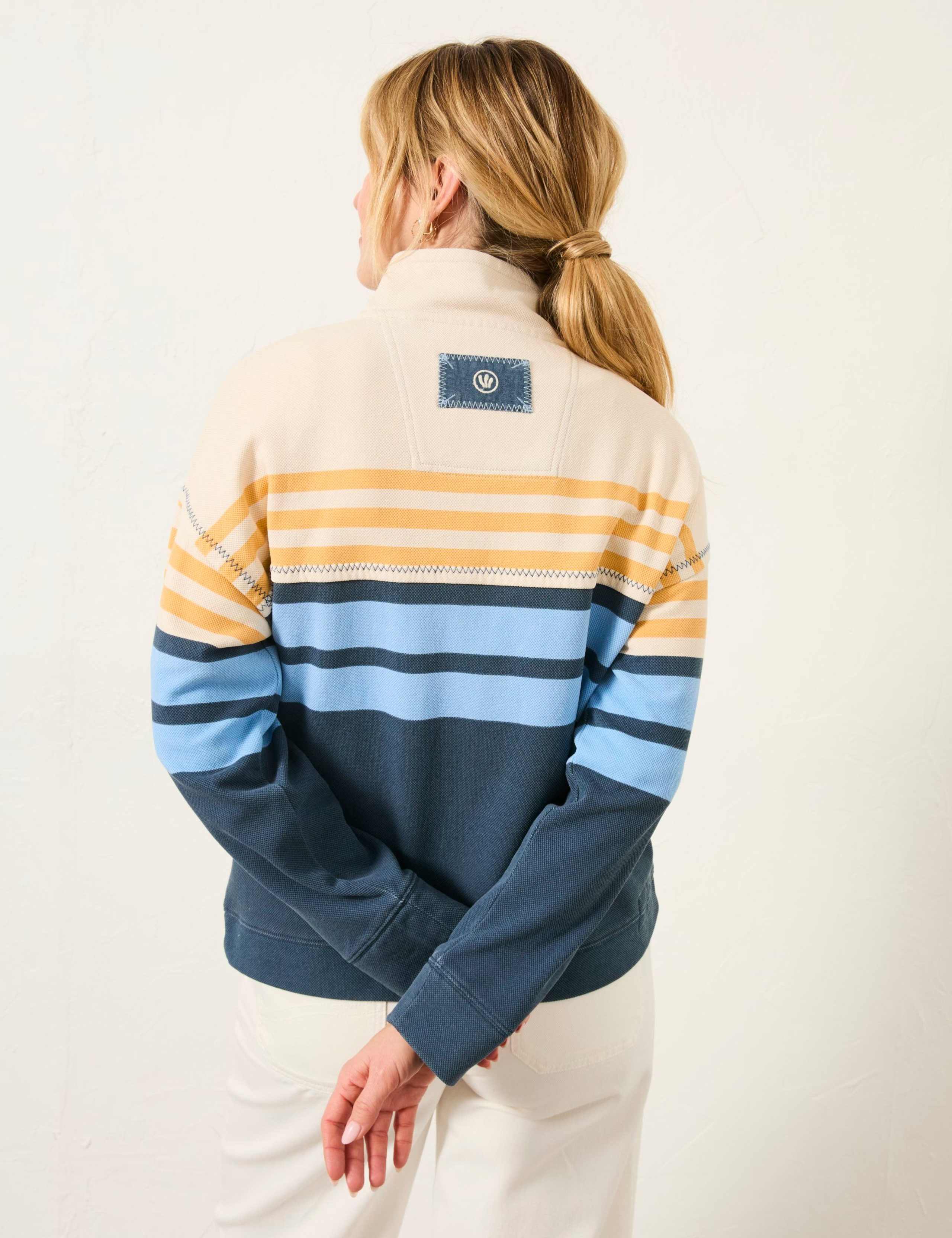 Pure Cotton Striped Funnel Neck Sweatshirt 6 of 6