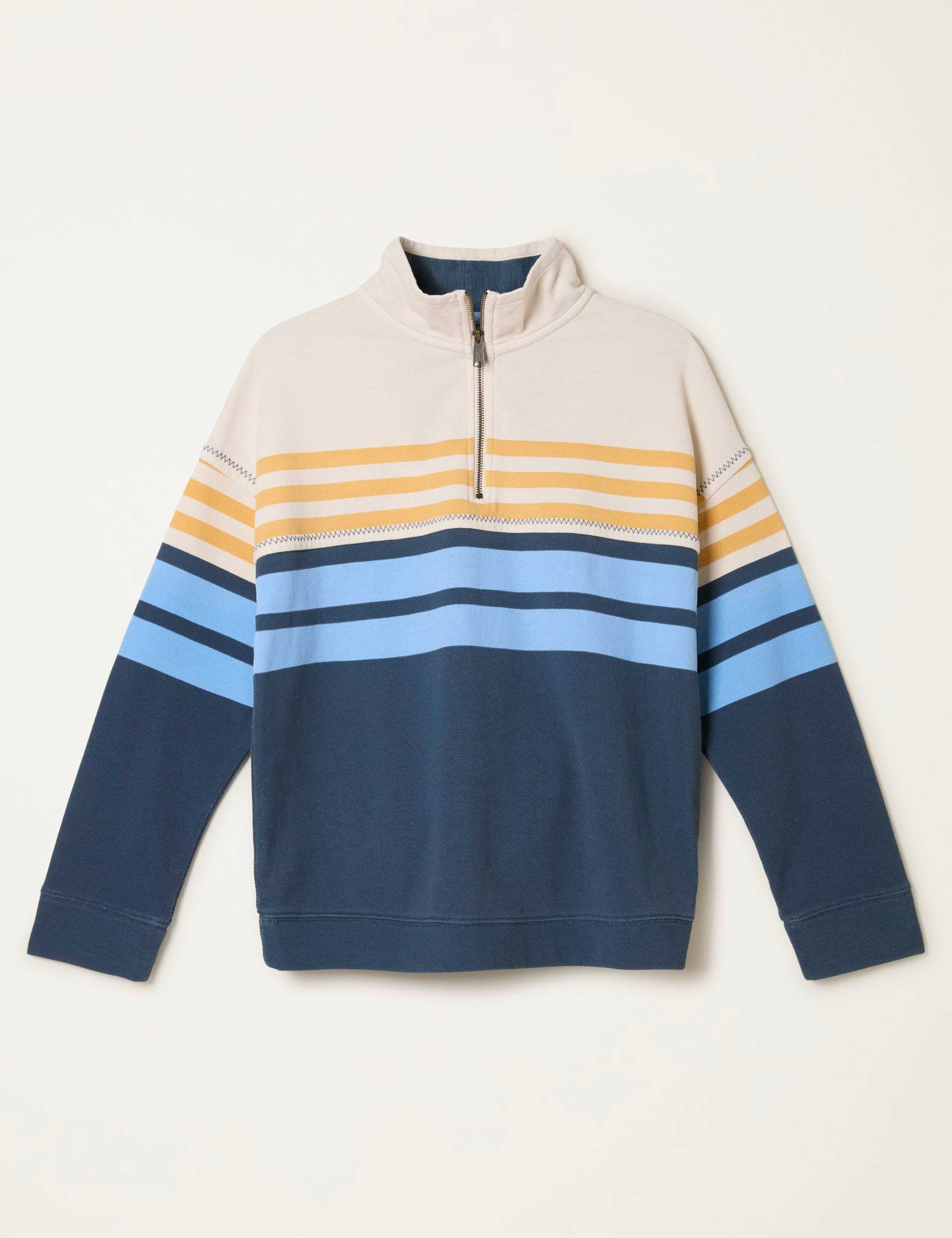 Pure Cotton Striped Funnel Neck Sweatshirt 2 of 6