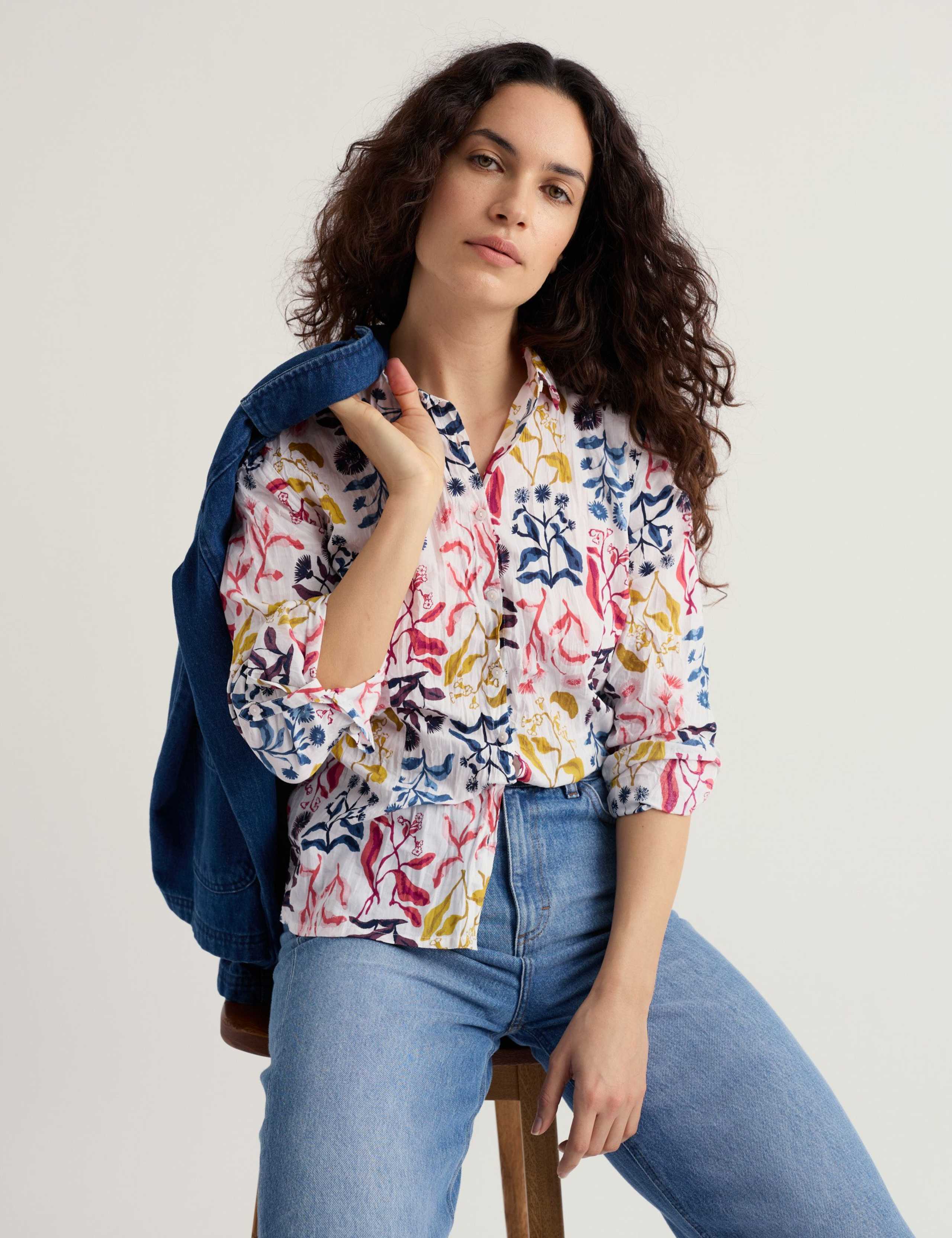 Pure Cotton Floral Collared Shirt 1 of 5