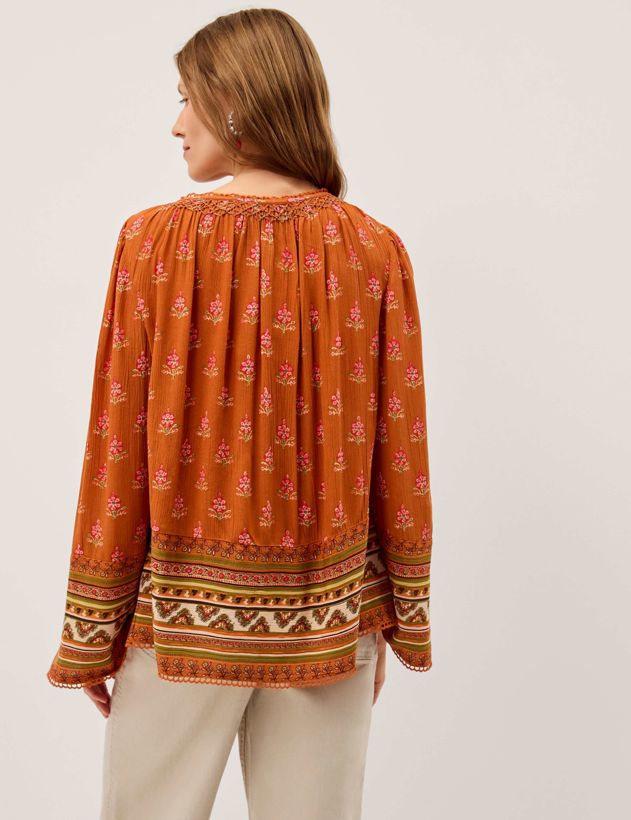 Printed Tie Neck Button Through Blouse 3 of 5