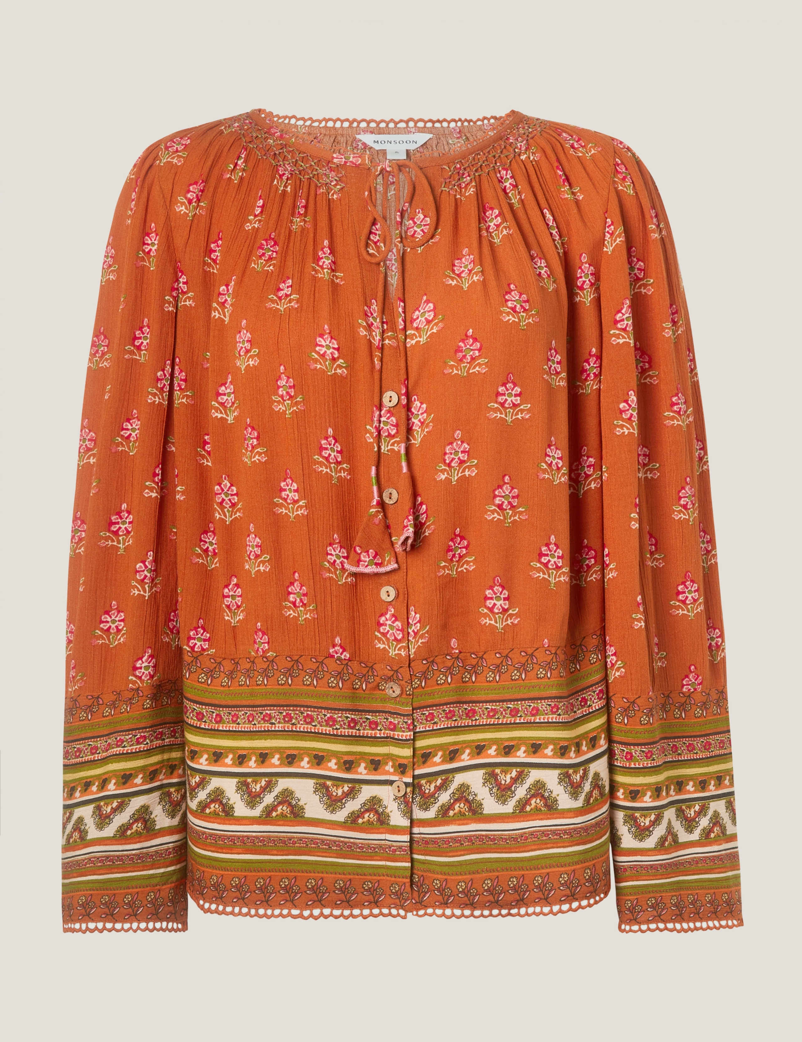 Printed Tie Neck Button Through Blouse 2 of 5