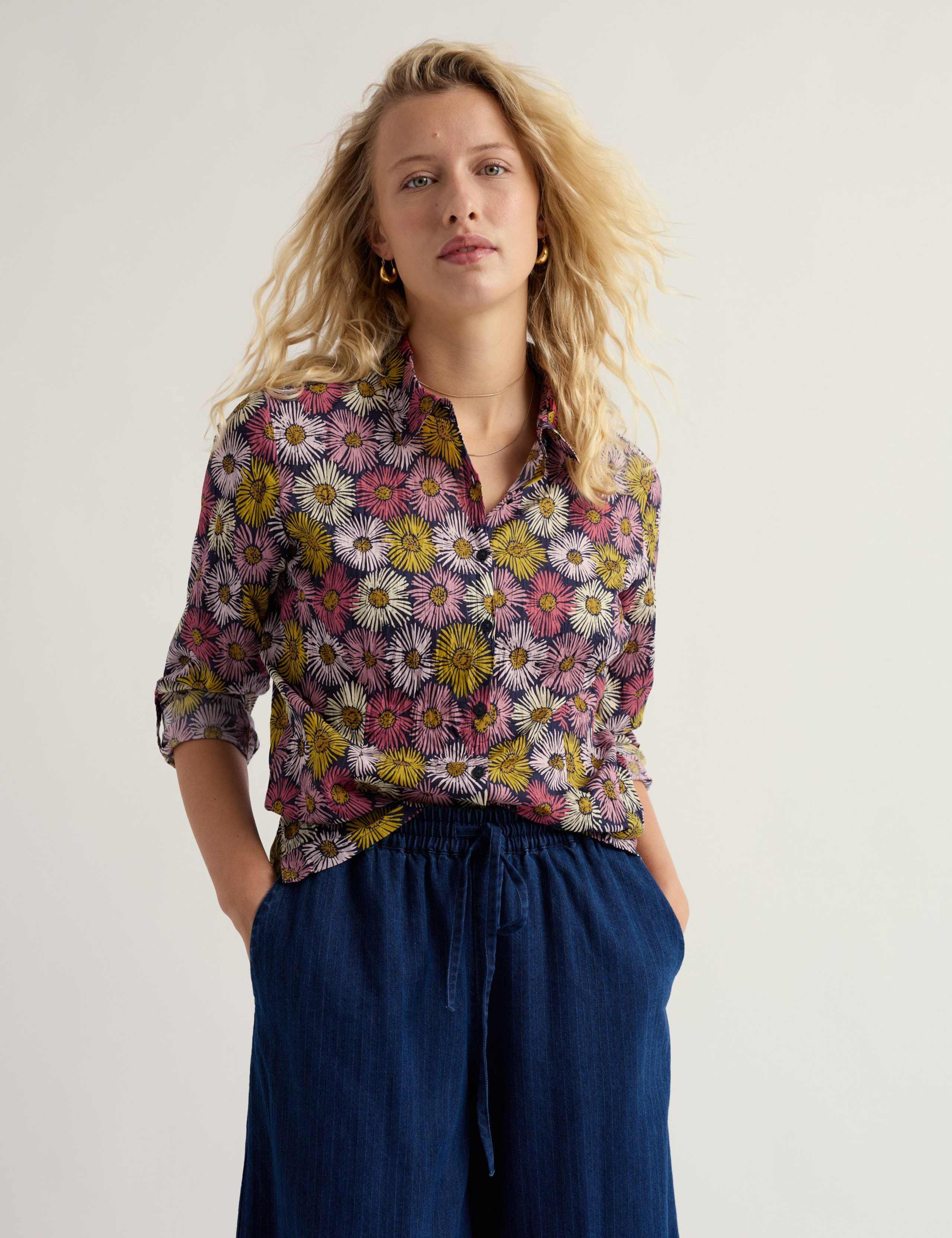 Pure Cotton Floral Collared Shirt 3 of 6