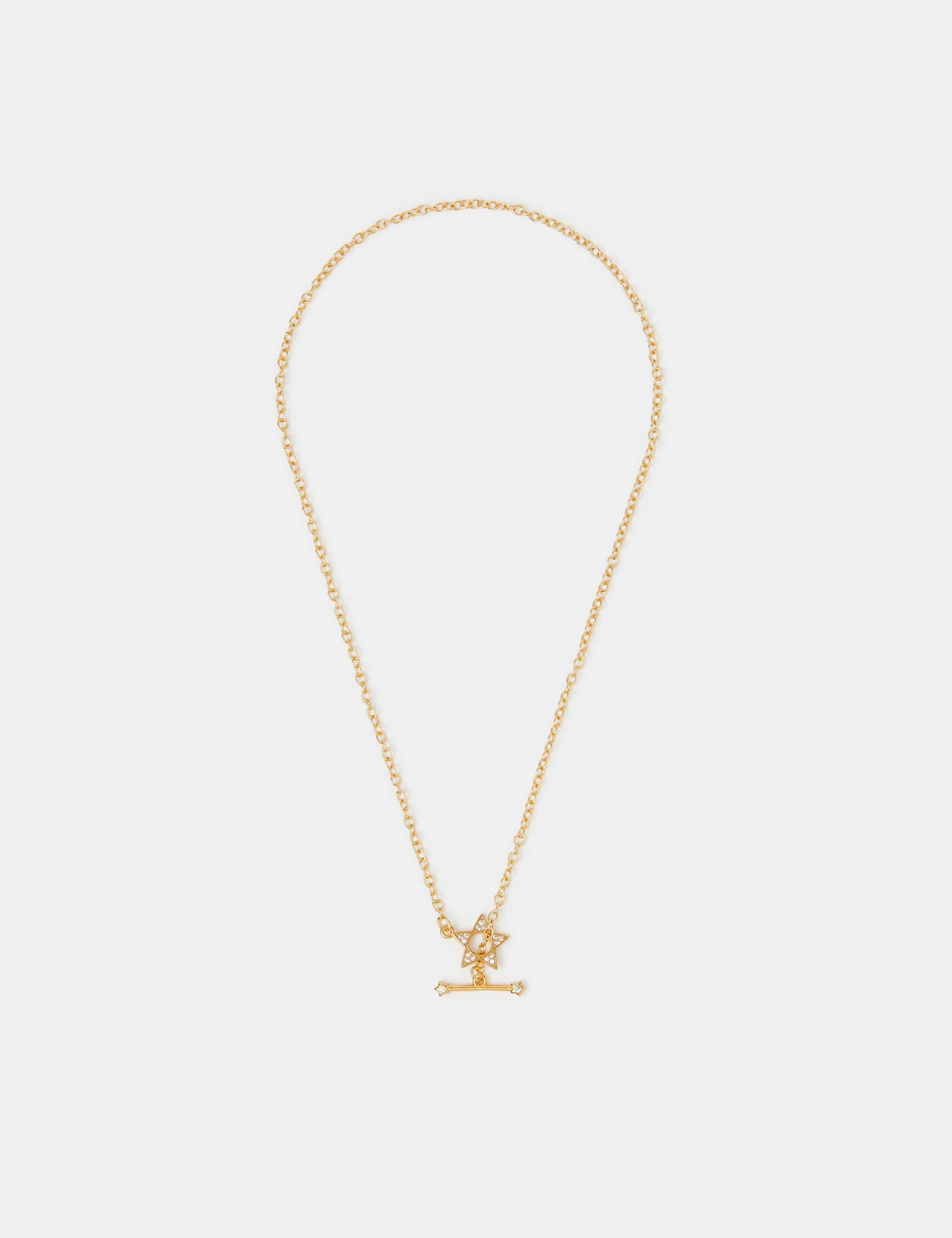 14ct Gold Plated T Bar Necklace 1 of 3