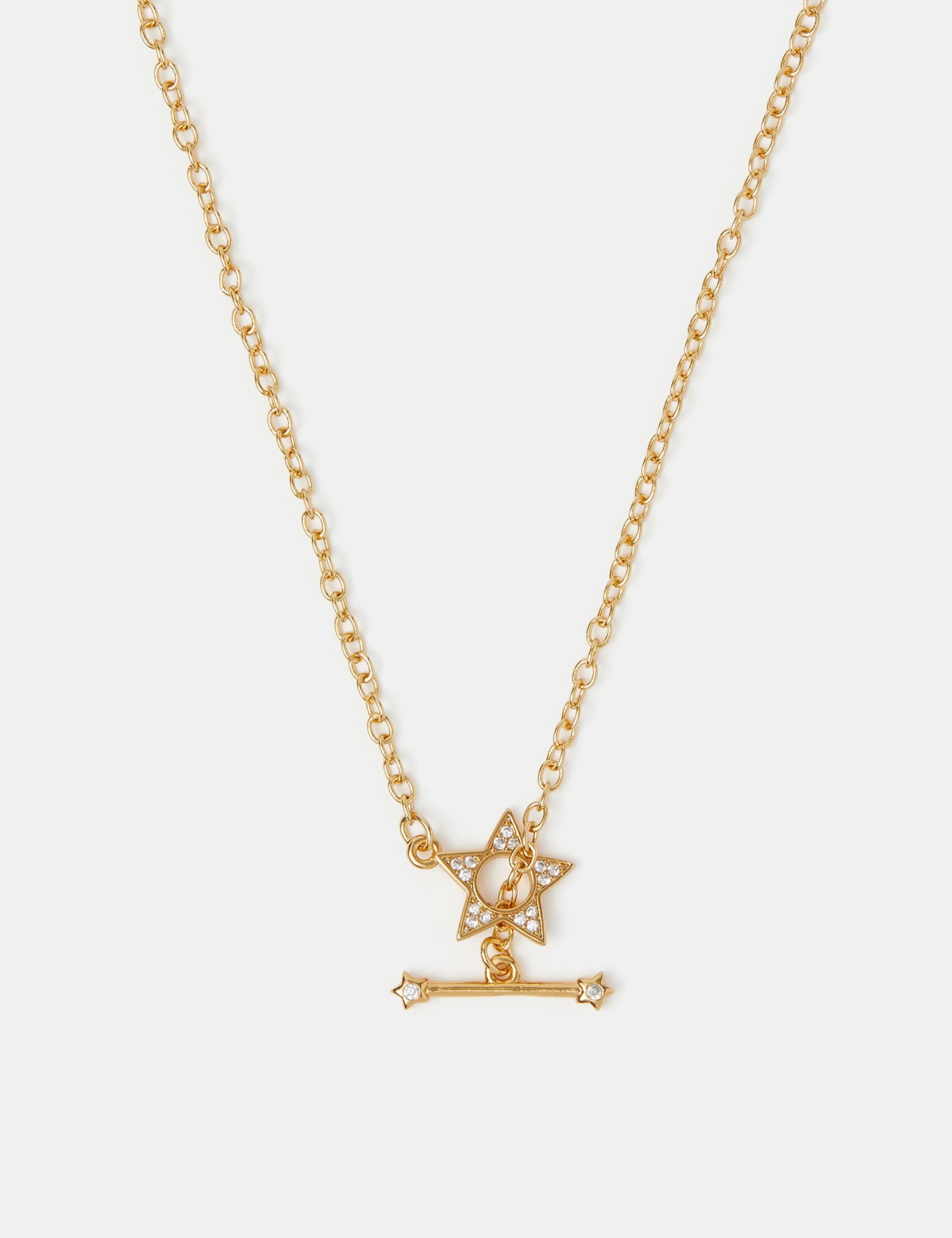 14ct Gold Plated T Bar Necklace 3 of 3