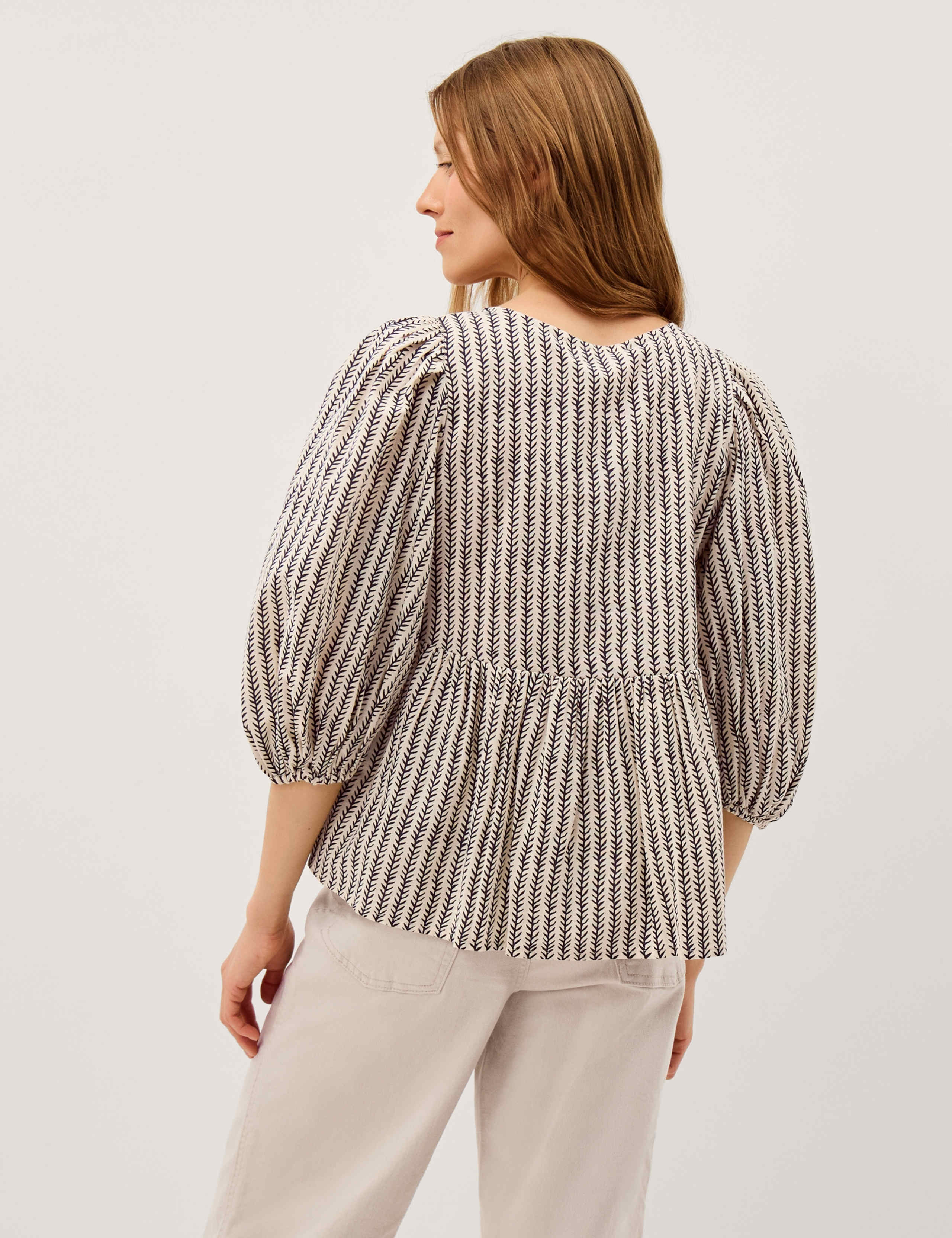 Pure Cotton Embroidered Tie Front Blouse 3 of 6