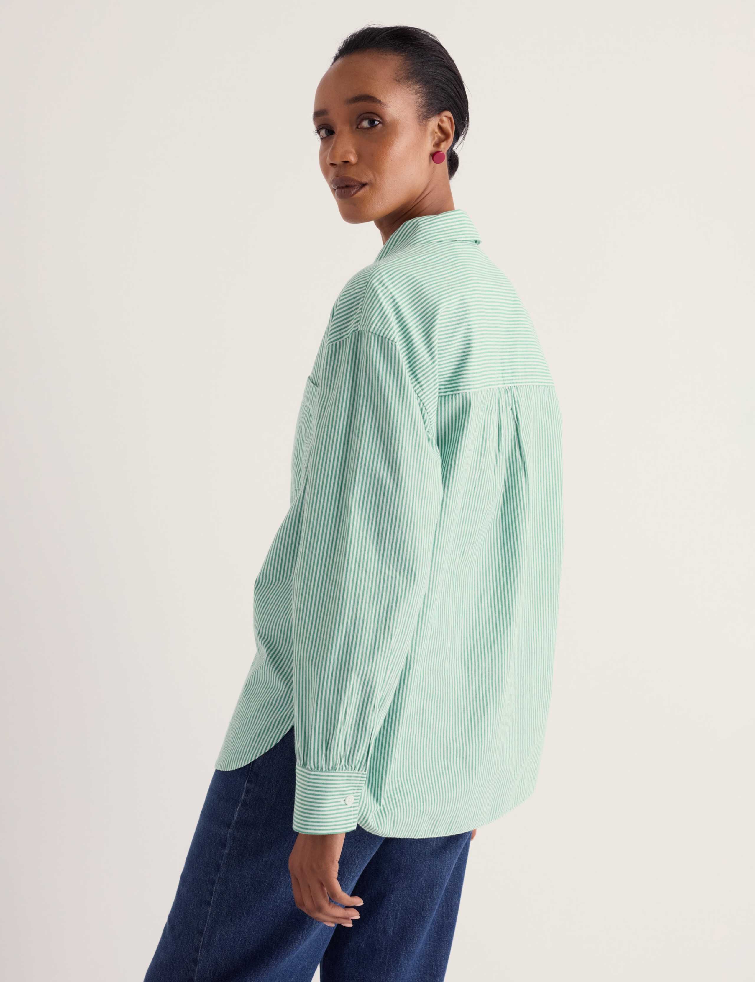 Pure Cotton Striped Relaxed Longline Shirt 3 of 5