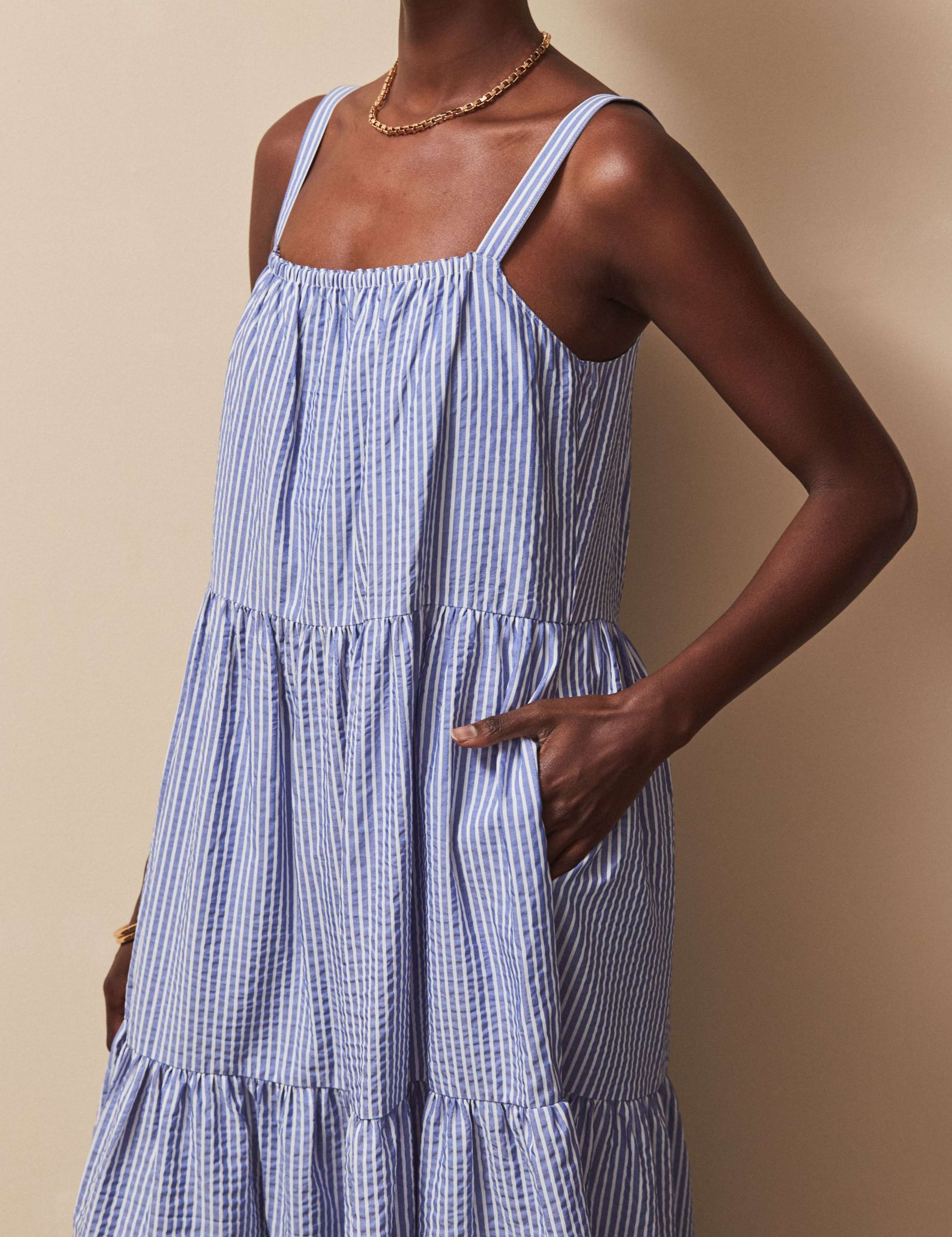 Striped Square Neck Maxi Tiered Dress 2 of 4