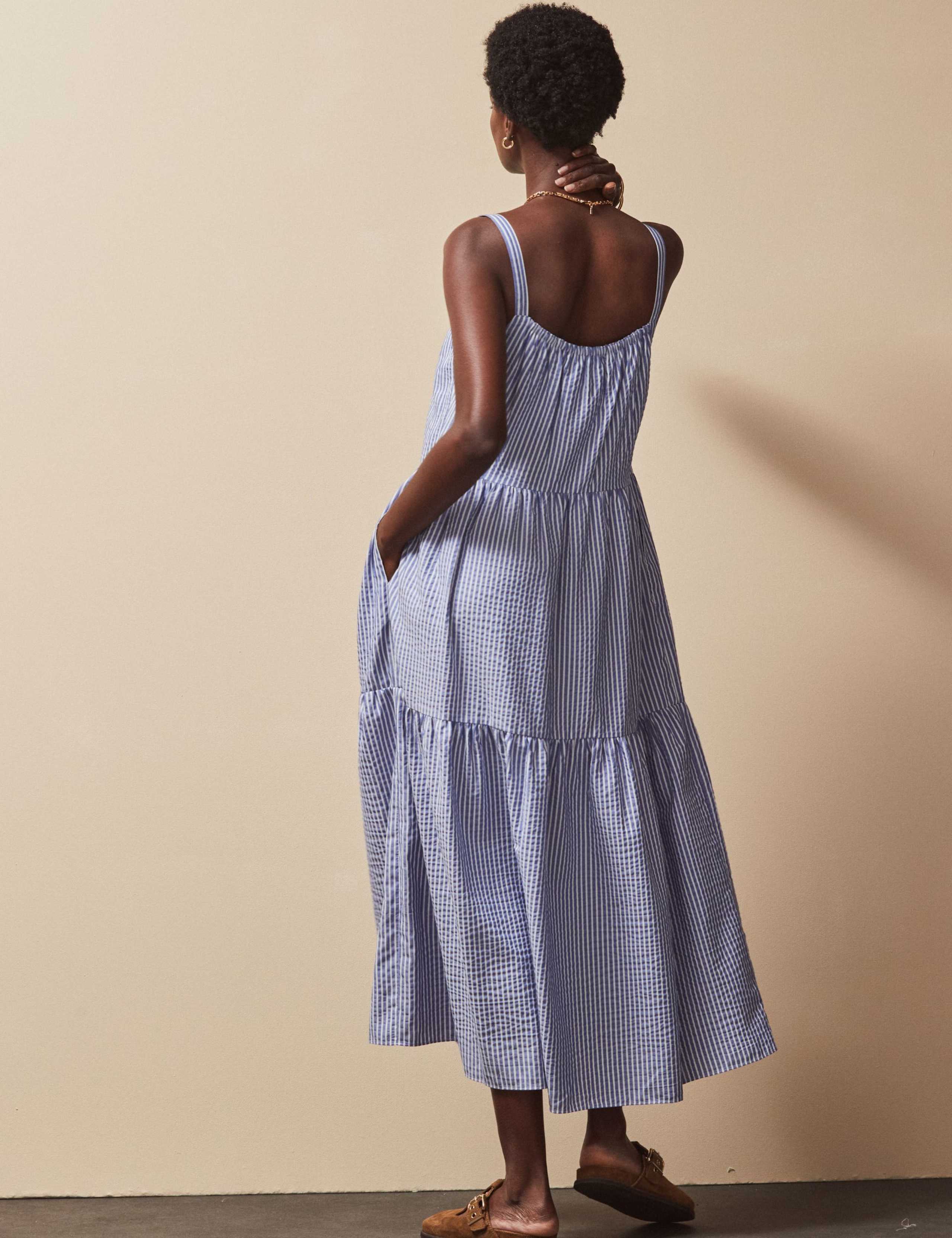 Striped Square Neck Maxi Tiered Dress 3 of 4