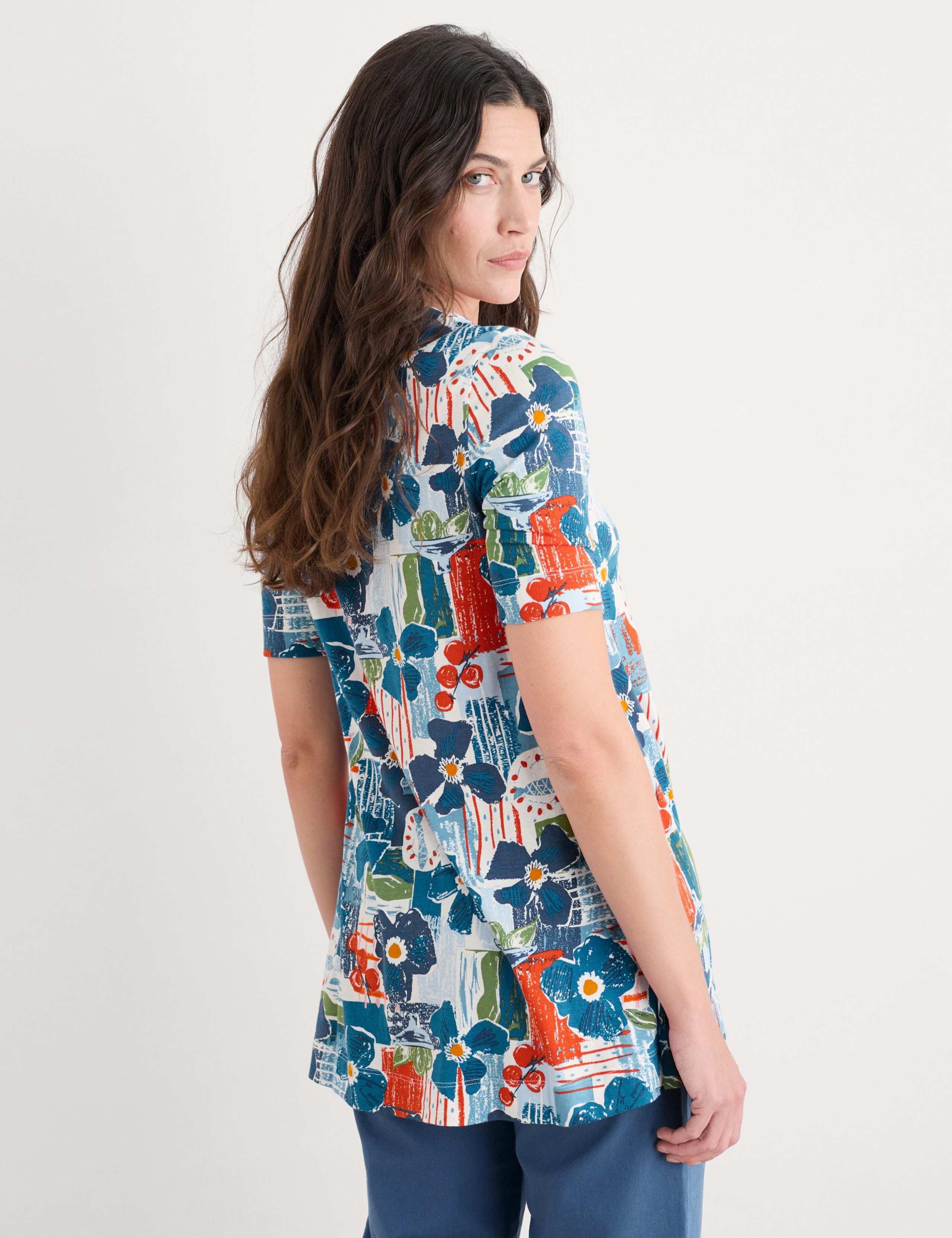 Cotton Rich Floral V-Neck Tunic 3 of 5