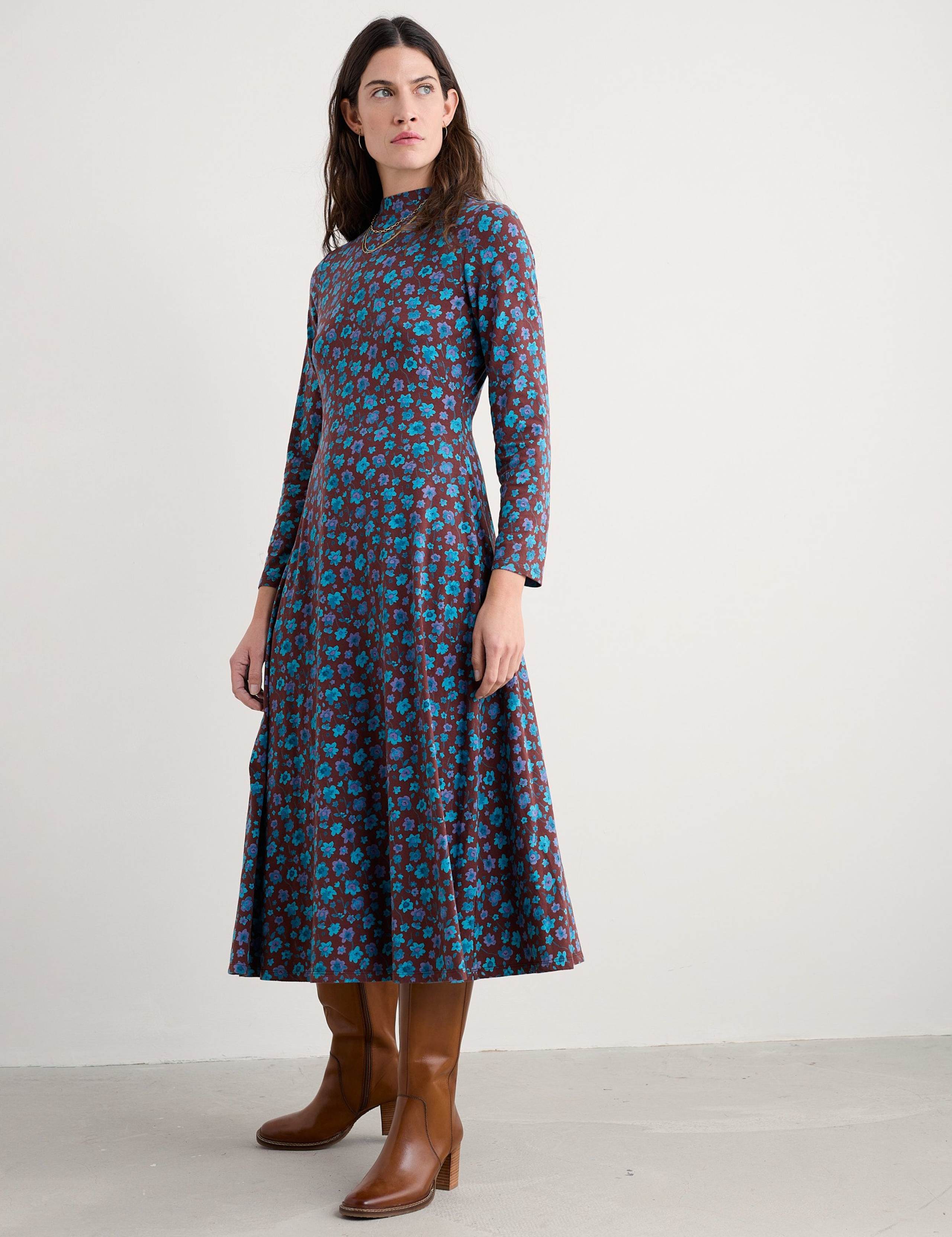 Cotton Rich Floral Midi Skater Dress 3 of 5