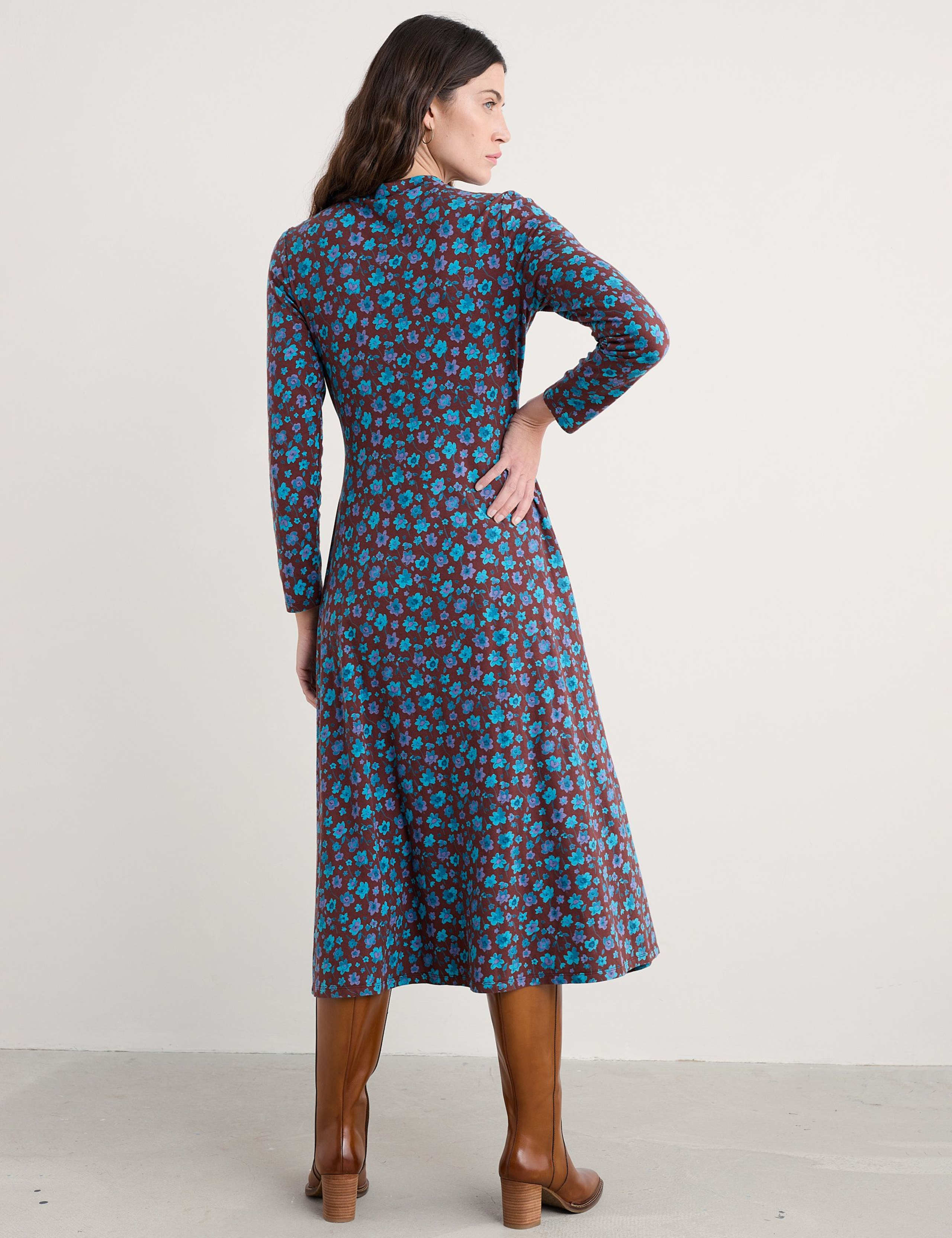 Cotton Rich Floral Midi Skater Dress 4 of 5