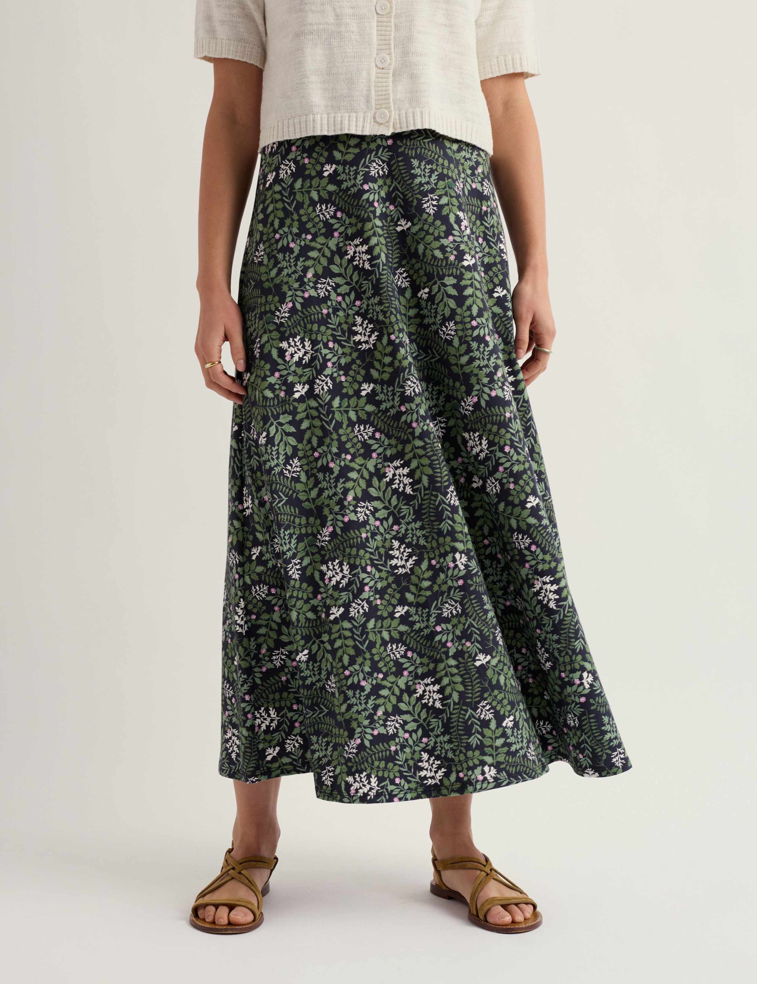 Cotton Rich Floral Midaxi A-Line Skirt 3 of 5