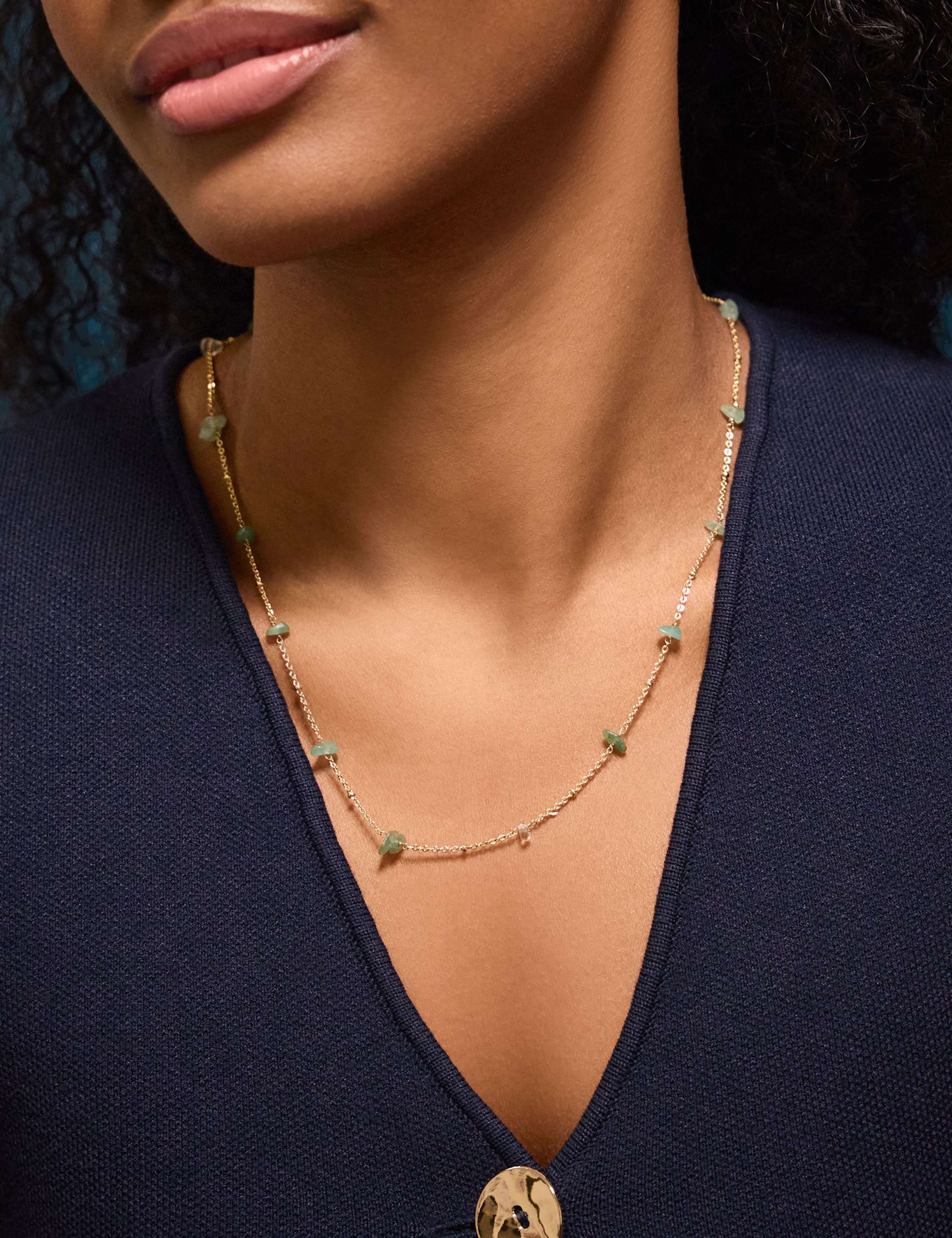 14ct Gold Plated Long Beaded Necklace 1 of 3