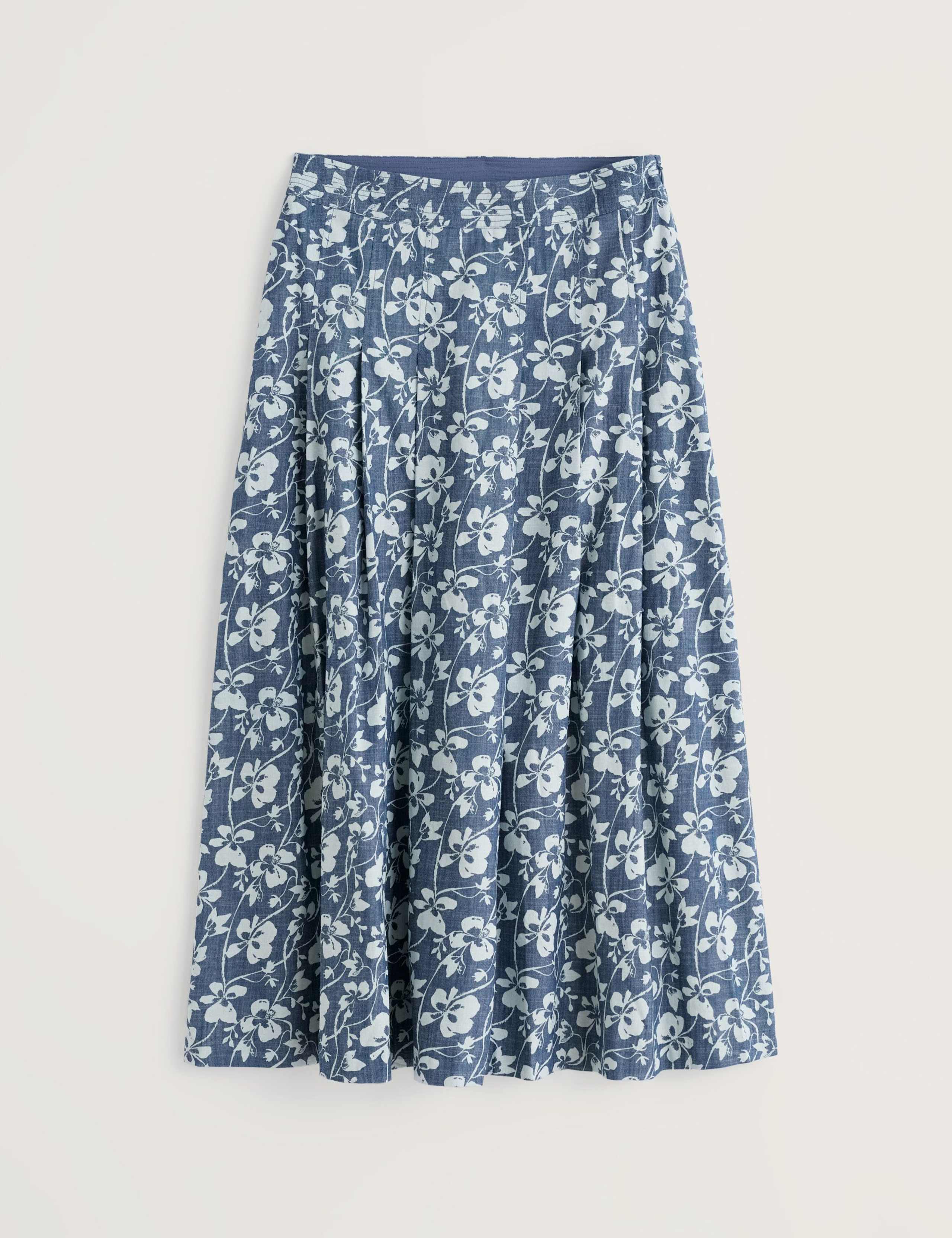 Pure Cotton Floral Midi A-Line Skirt 2 of 5
