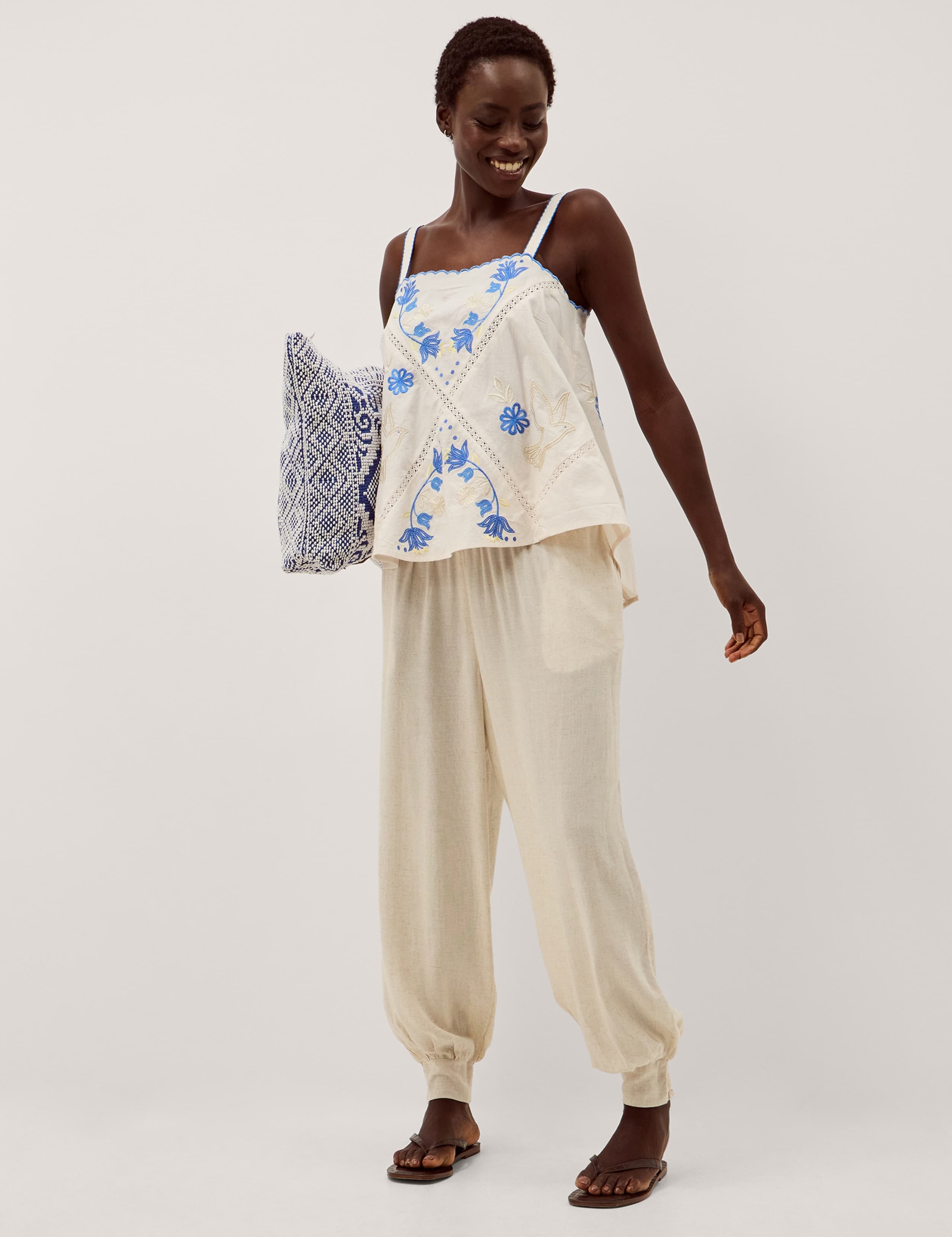 Pure Cotton Embroidered Square Neck Cami Top 4 of 5