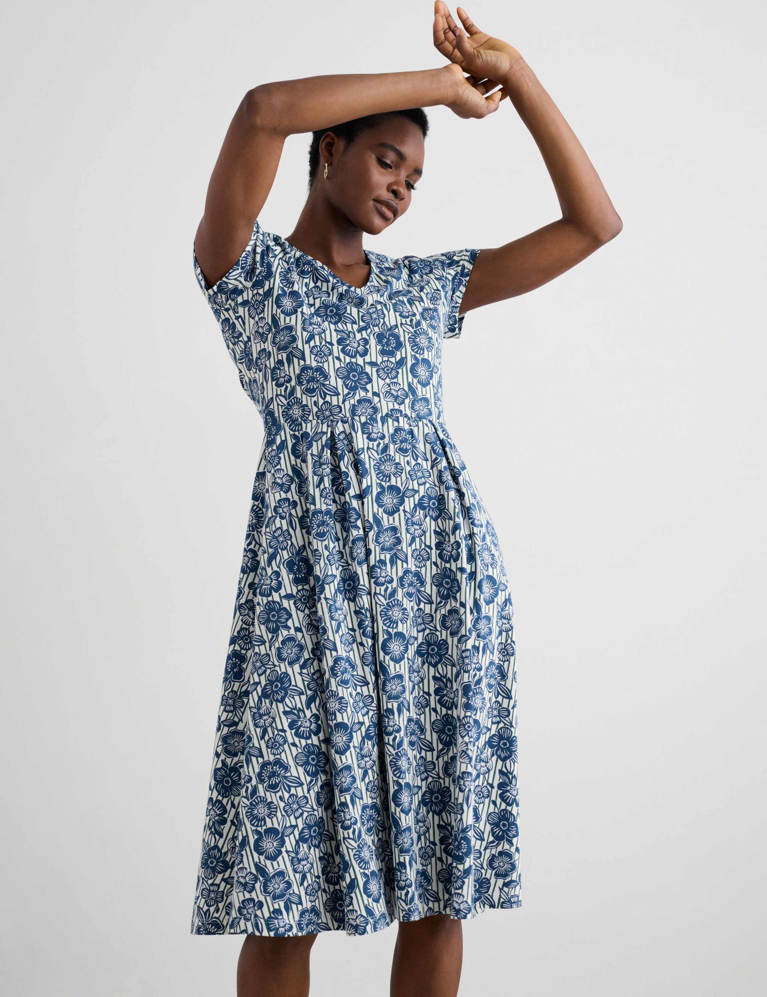 Cotton Rich Floral Skater Dress 4 of 5