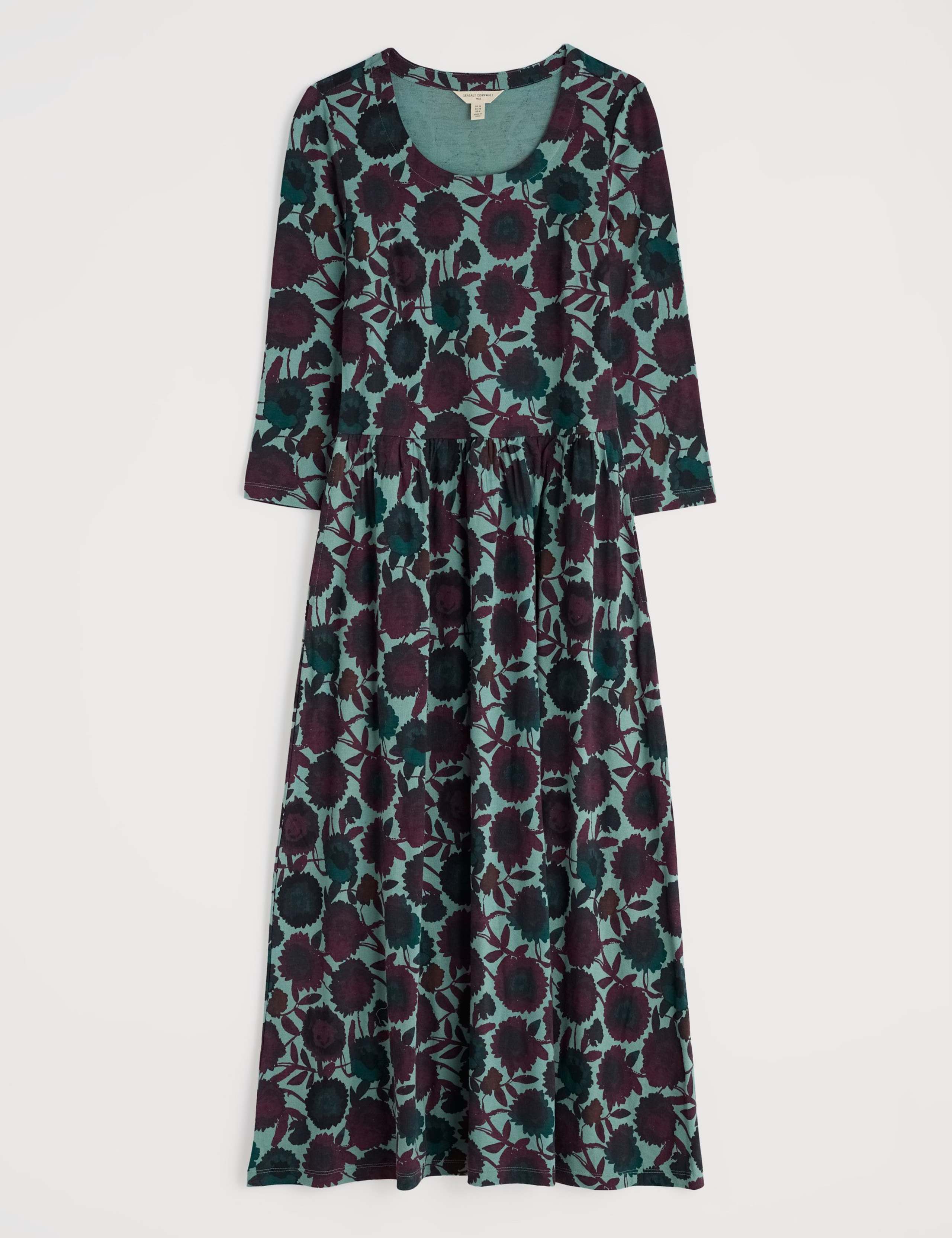 Cotton Rich Floral Midi Waisted Dress 2 of 5