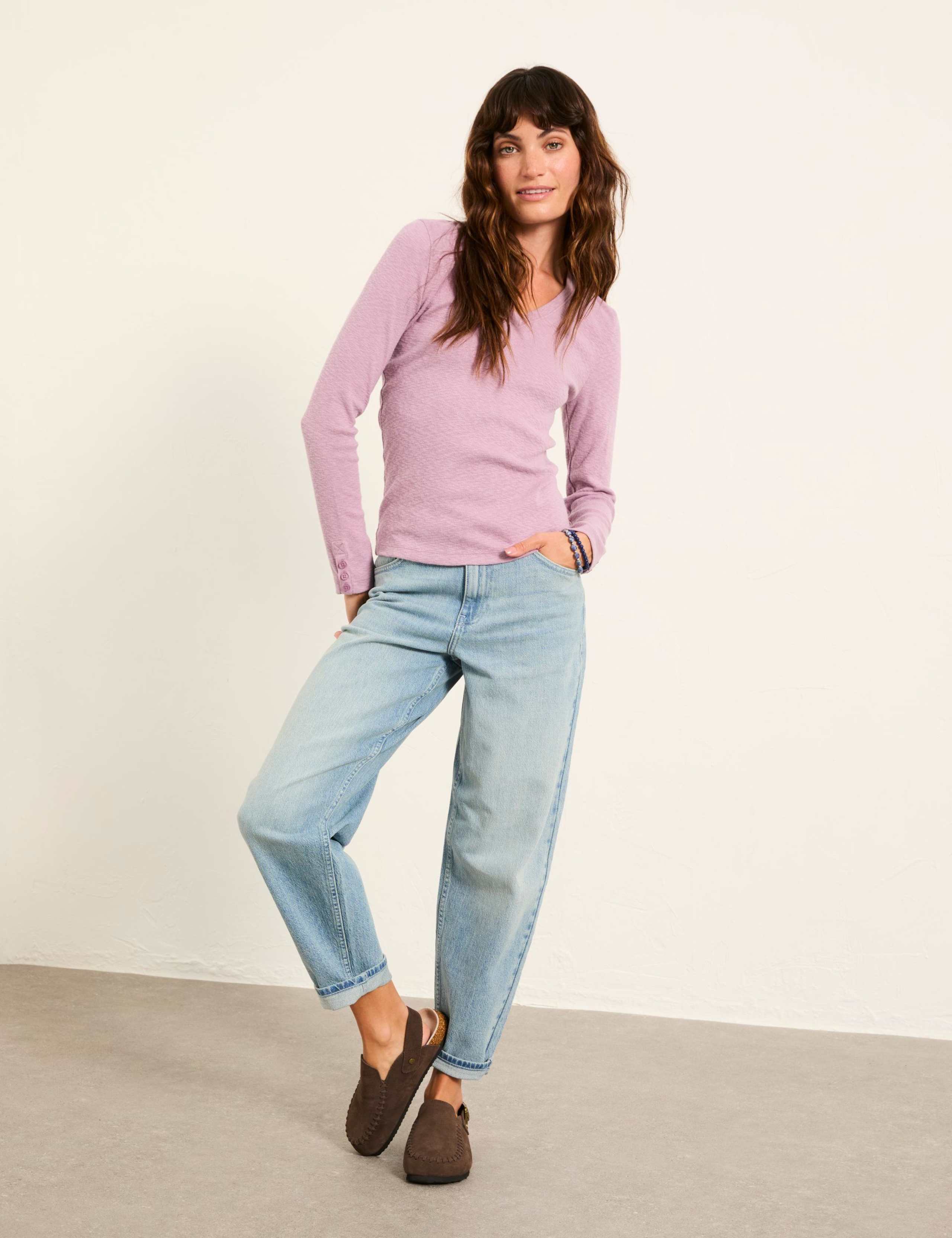 Cotton Rich V-Neck Top 1 of 6