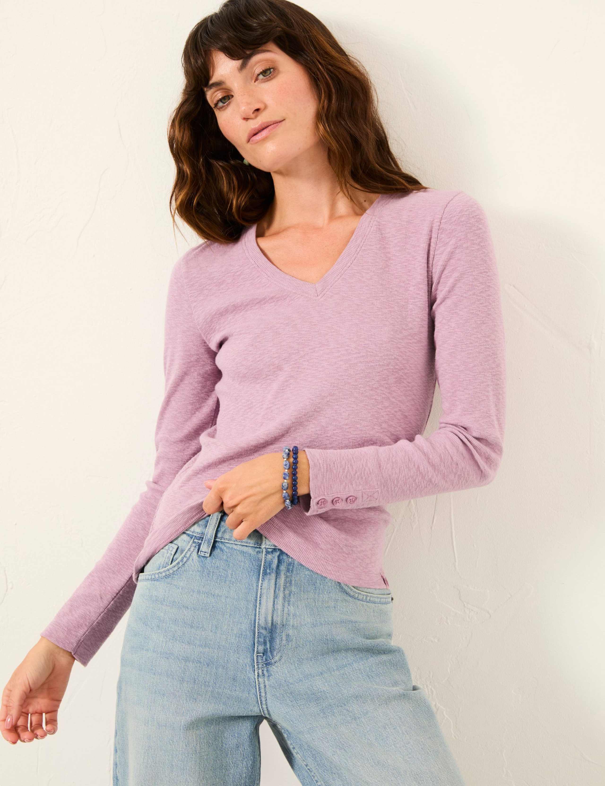 Cotton Rich V-Neck Top 4 of 6
