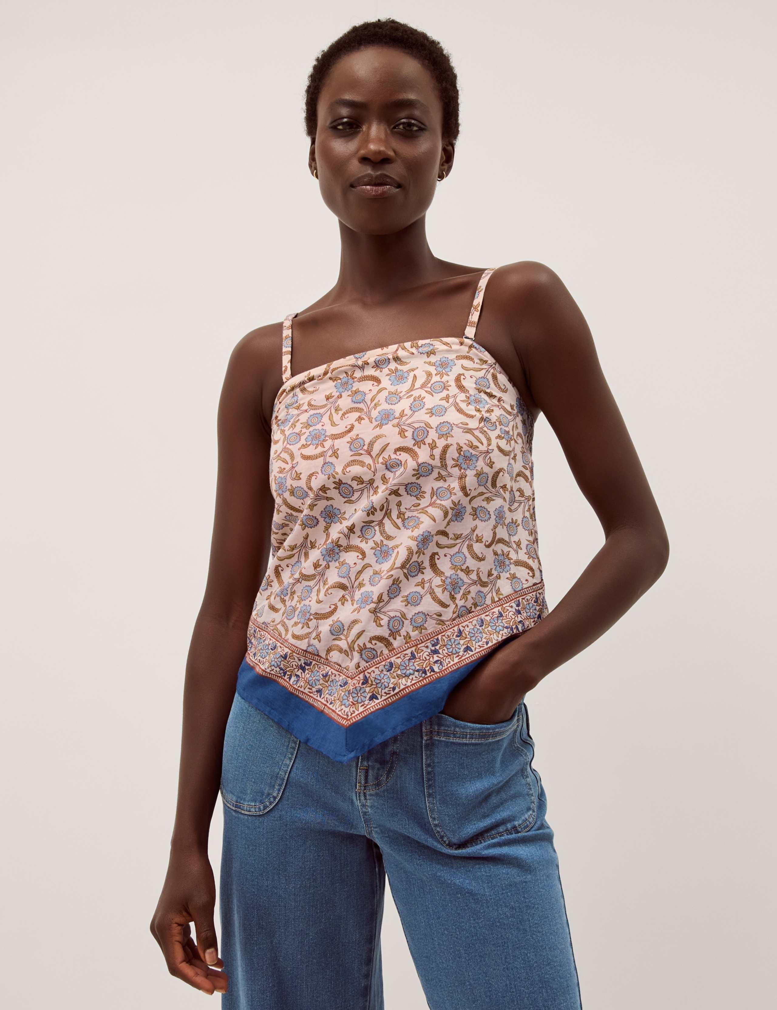 Pure Cotton Floral Scarf Bandeau Top 1 of 6