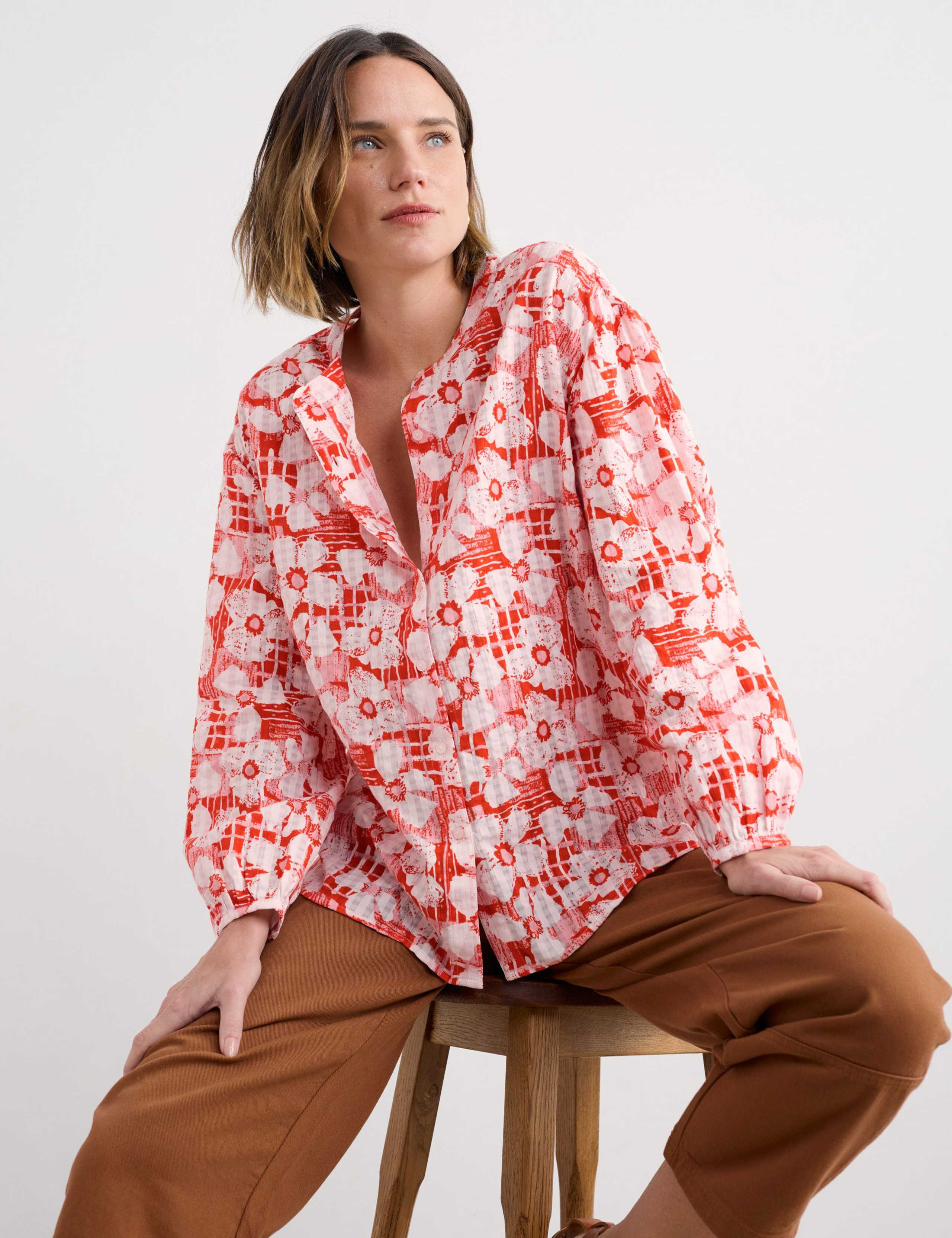 Pure Cotton Floral Round Neck Shirt 4 of 5
