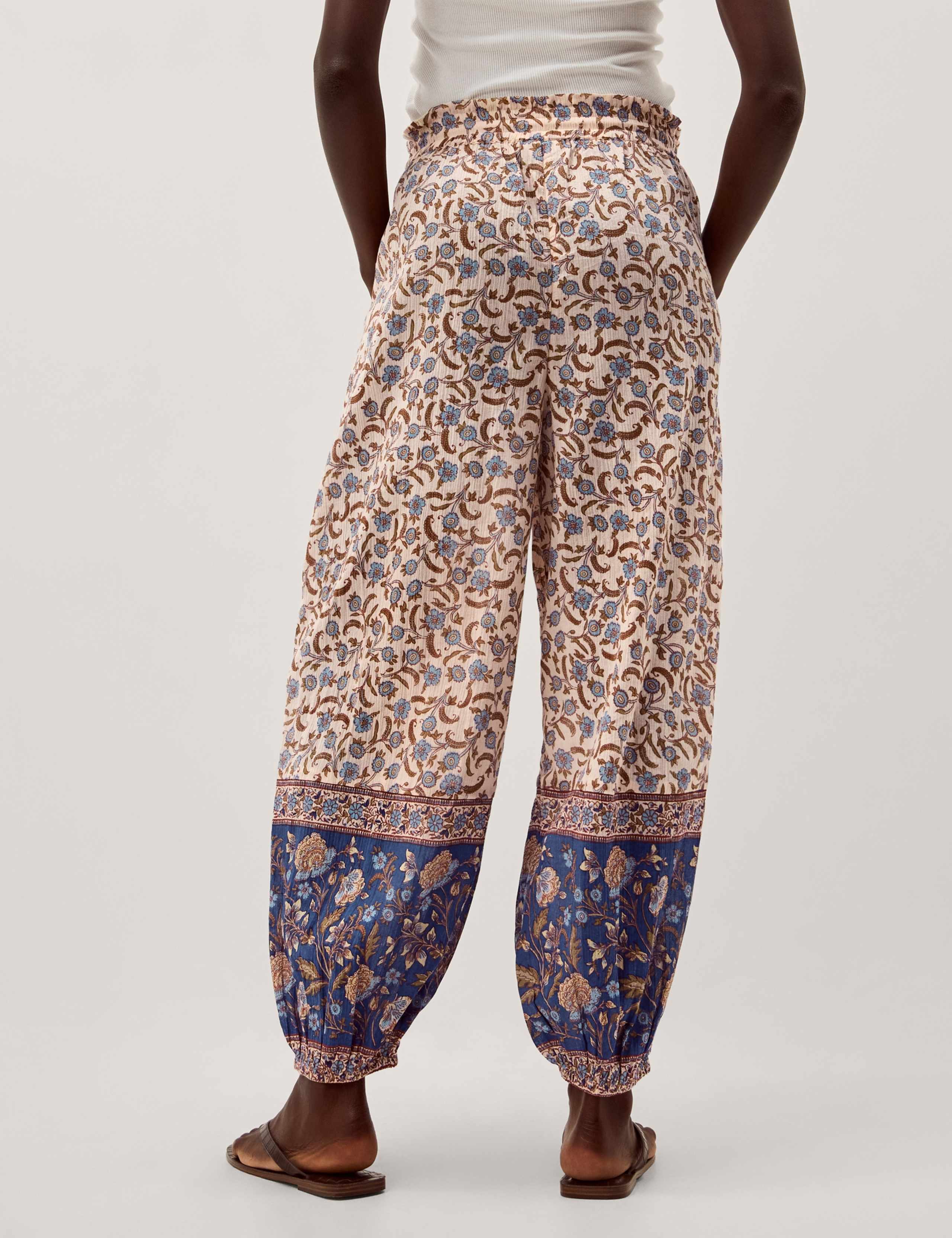 Pure Cotton Floral Cuffed Beach Trousers 3 of 7