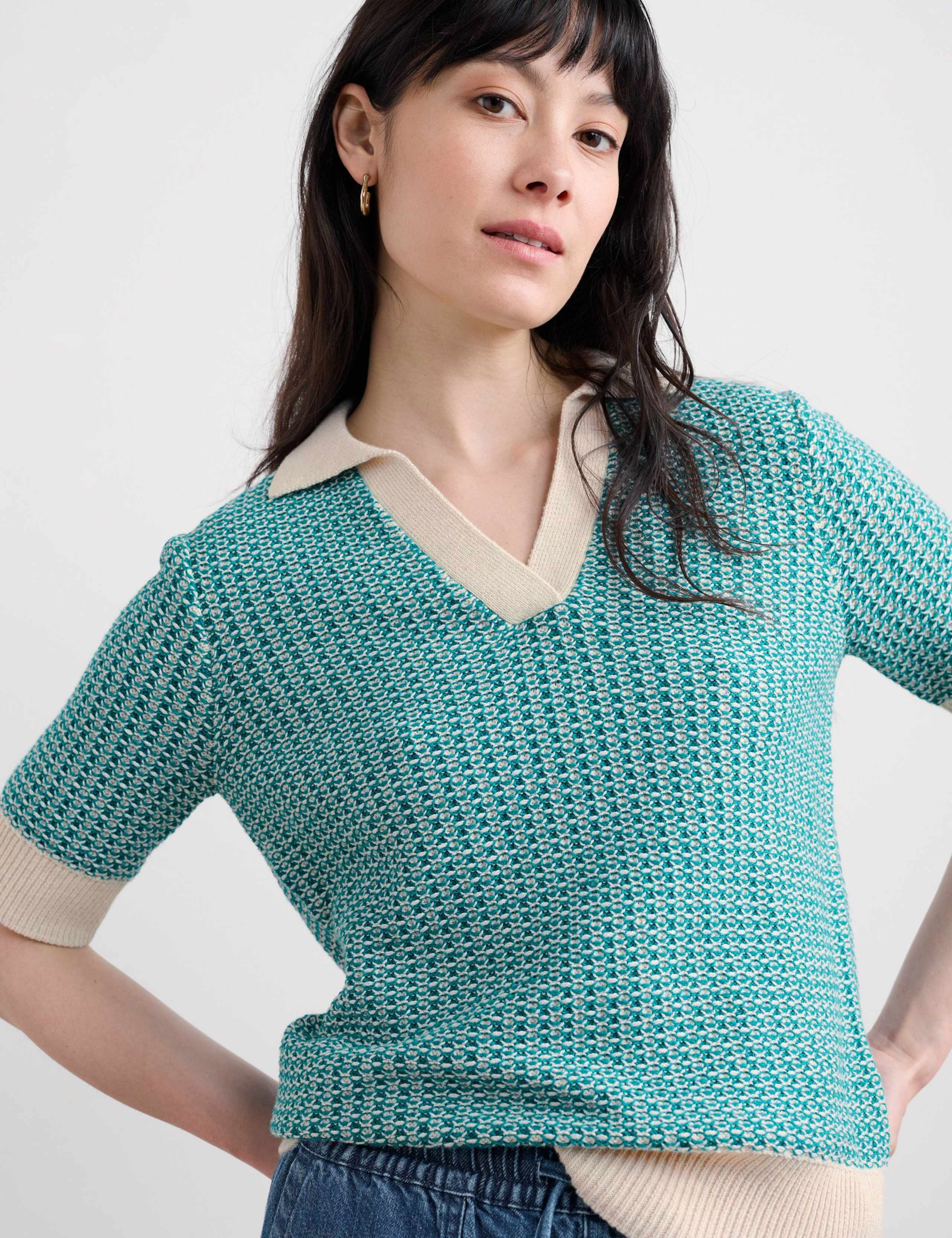 Pure Cotton Knitted Textured Top 3 of 5