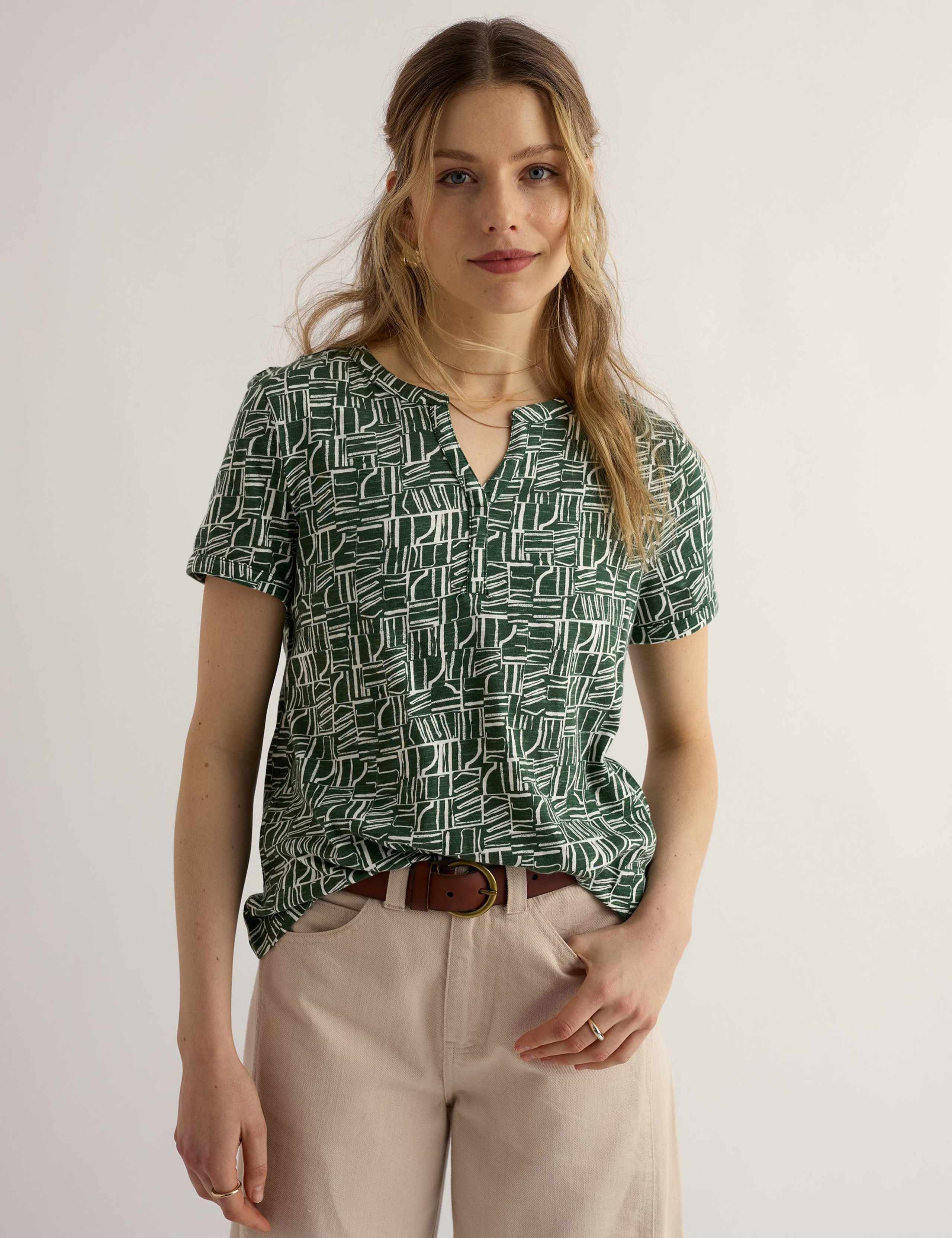 Pure Cotton Geometric Short Sleeve Top 3 of 5