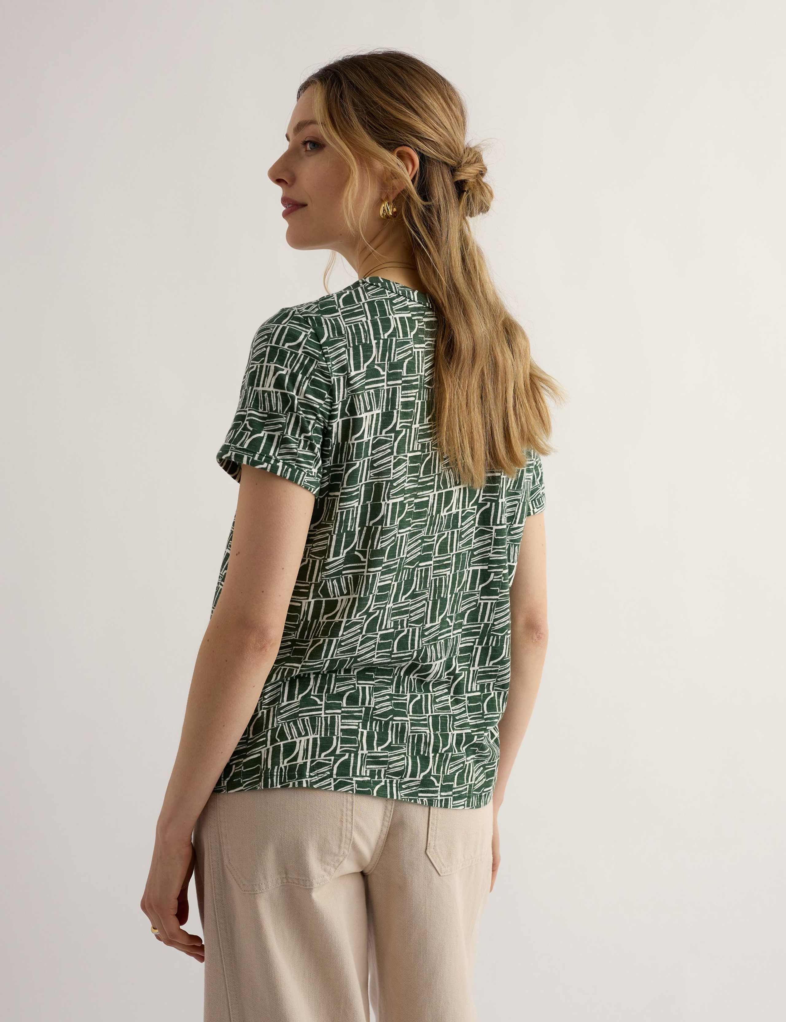 Pure Cotton Geometric Short Sleeve Top 4 of 5