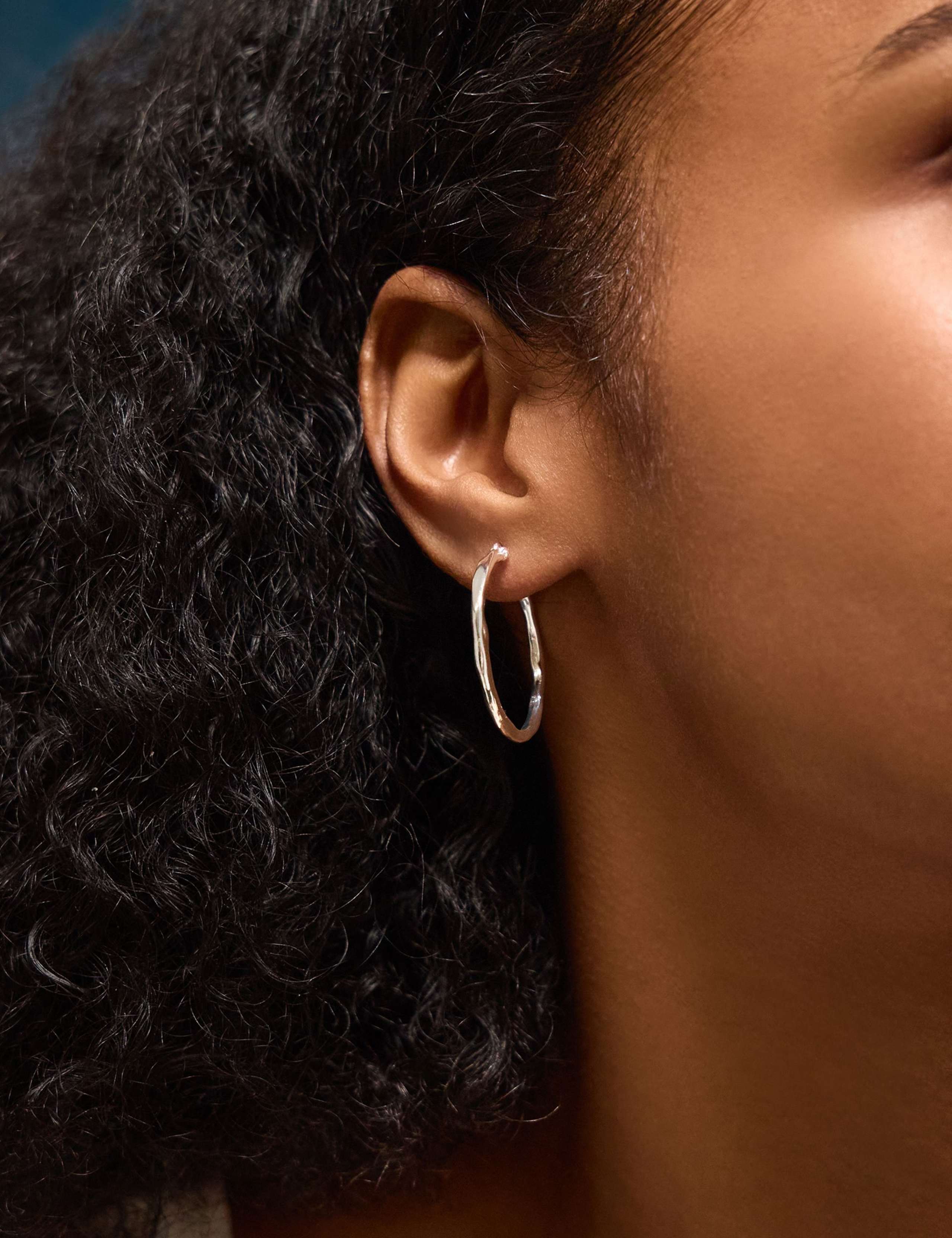 Sterling Silver Plated Hoop Earrings 1 of 3